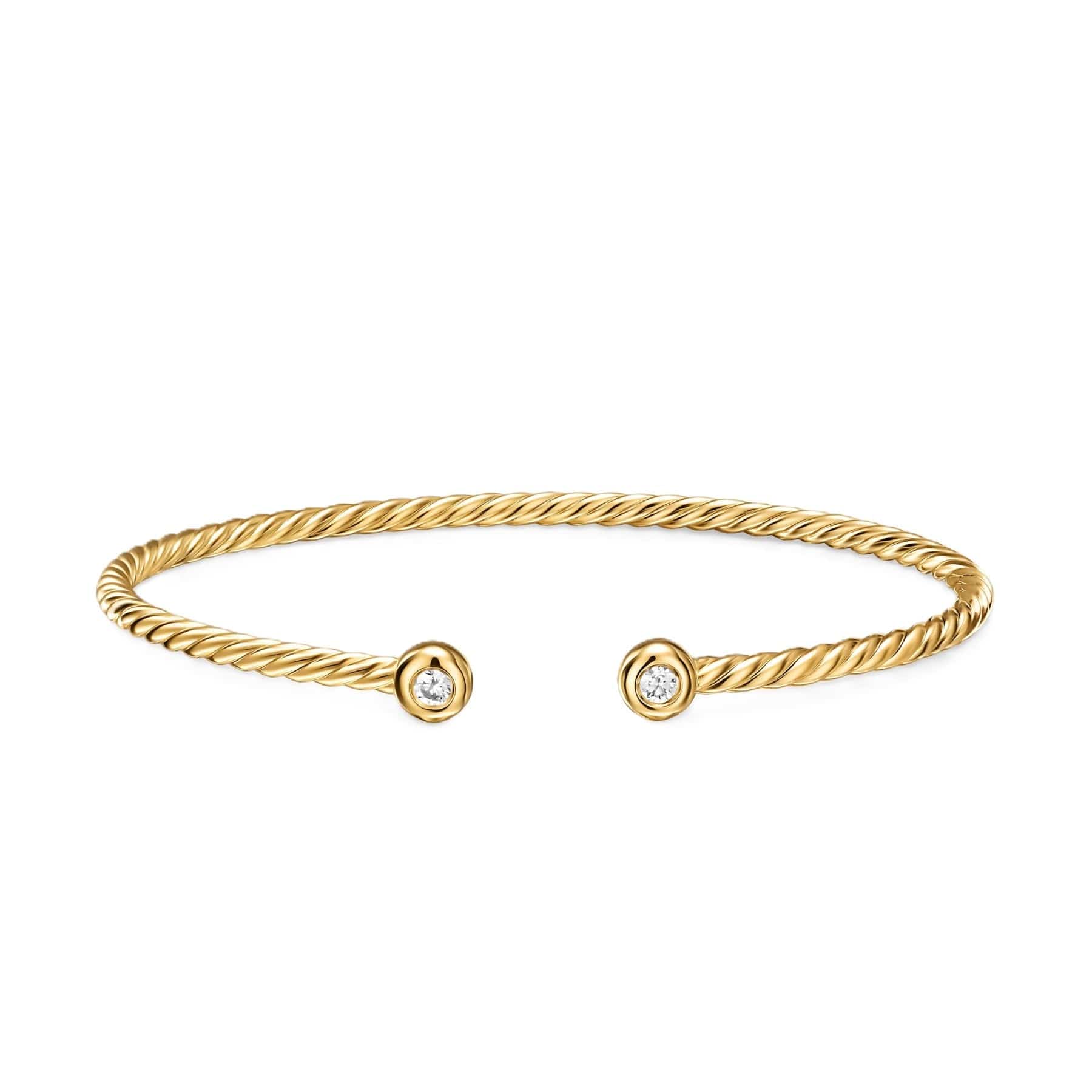 Petite Modern Renaissance® Cablespira® Bracelet 18K Yellow Gold with Diamonds, 2.6mm - Image 3