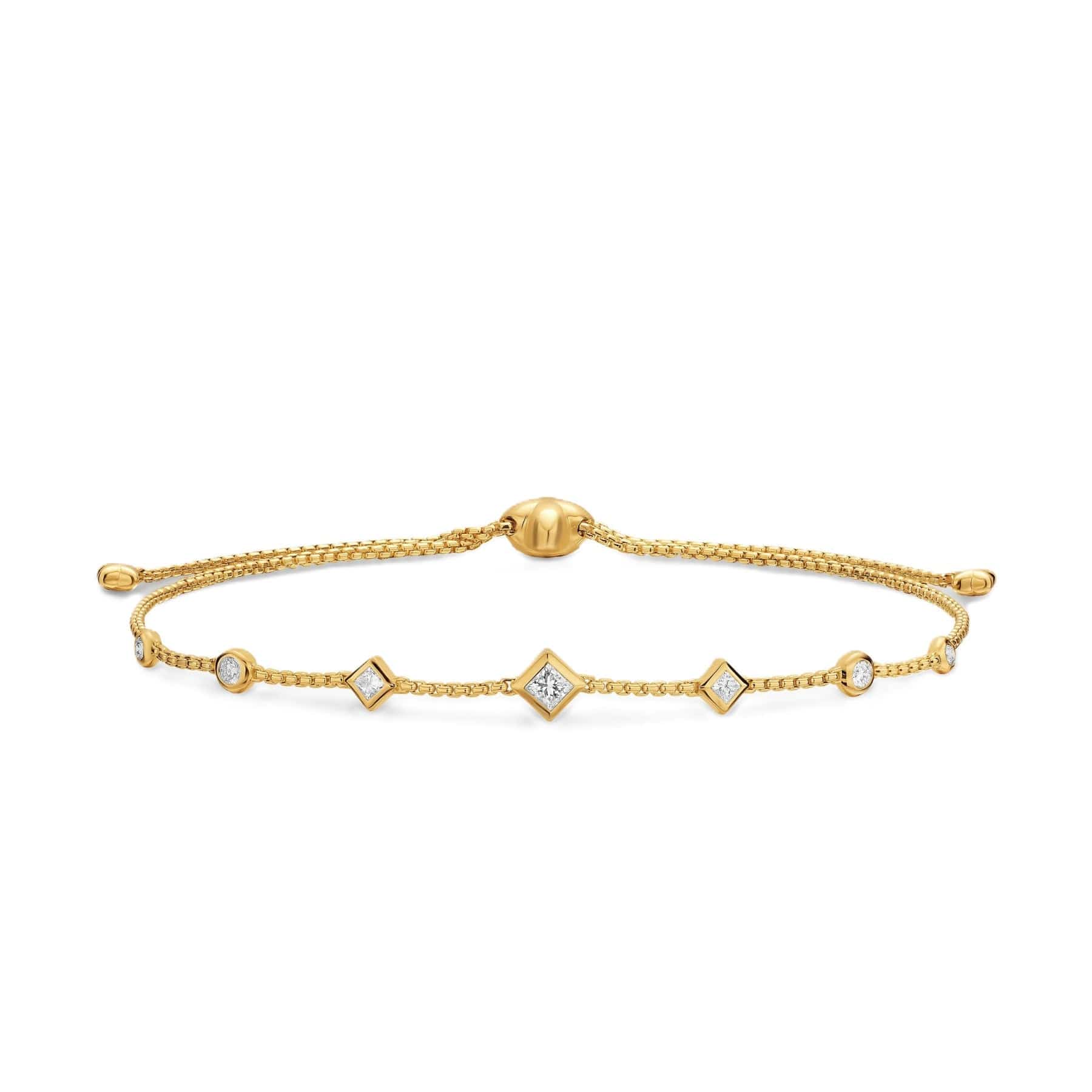 Petite Modern Renaissance® Station Chain Bracelet 18K Yellow Gold with Diamonds, 7.5mm