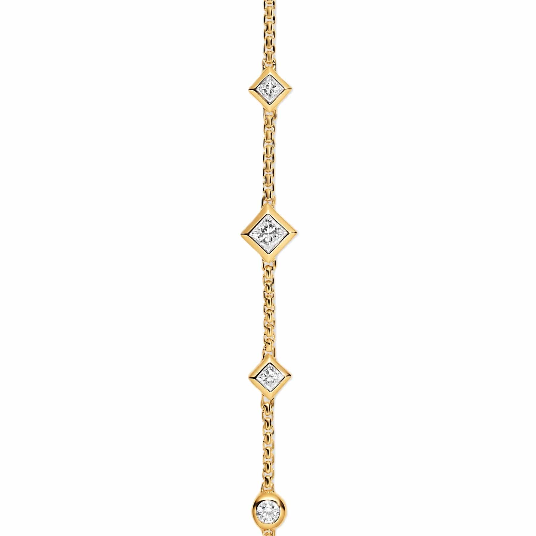 Petite Modern Renaissance® Station Chain Bracelet 18K Yellow Gold with Diamonds, 7.5mm - Image 4