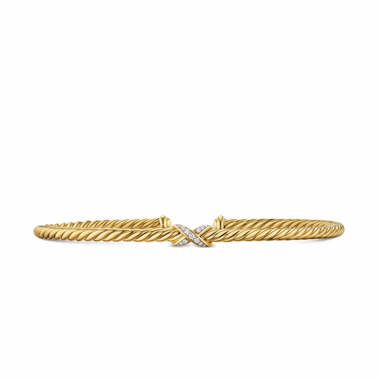 Micro Cablespira® Flex X Bracelet 18K Yellow Gold with Diamonds, 2.6mm - Image 2