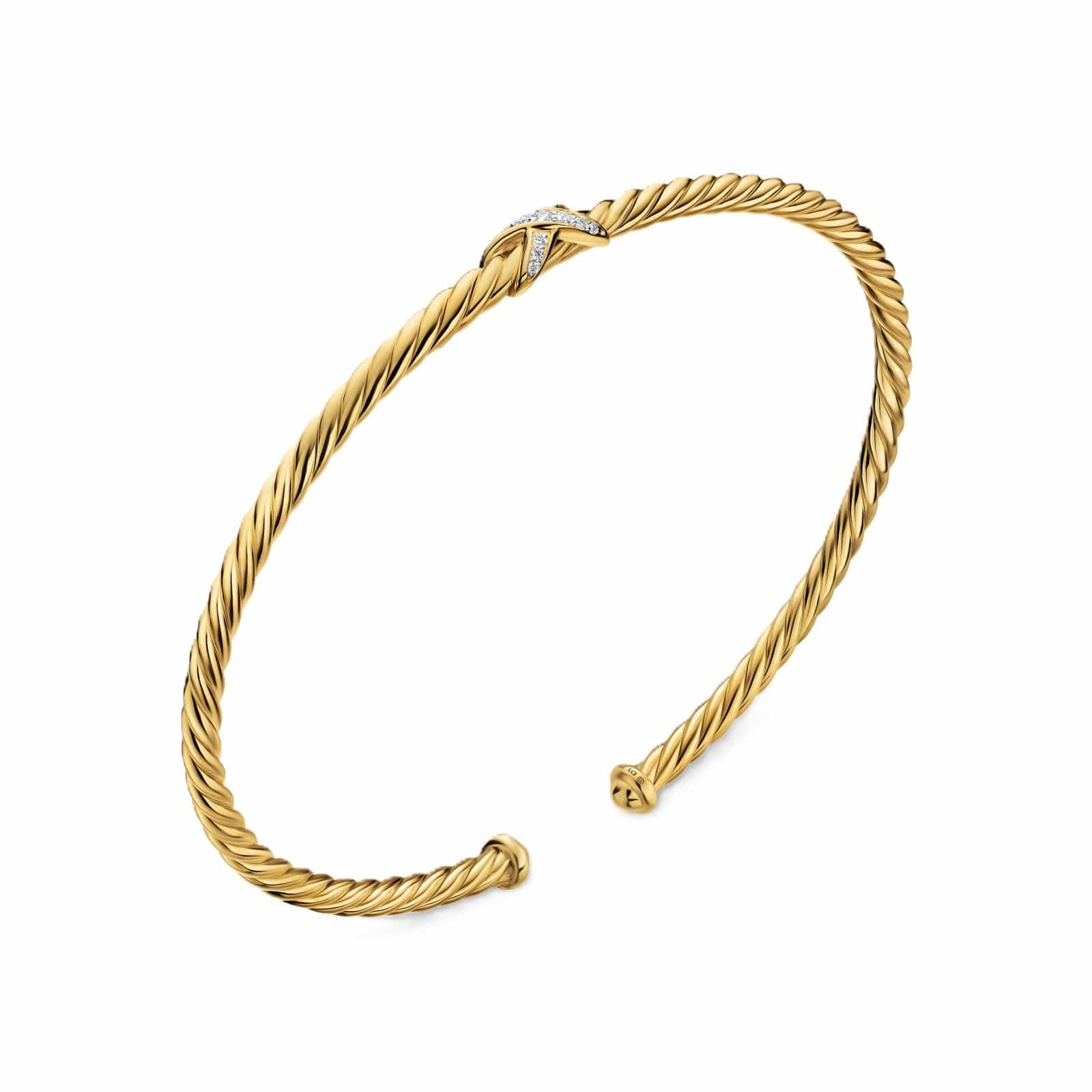Micro Cablespira® Flex X Bracelet 18K Yellow Gold with Diamonds, 2.6mm - Image 3