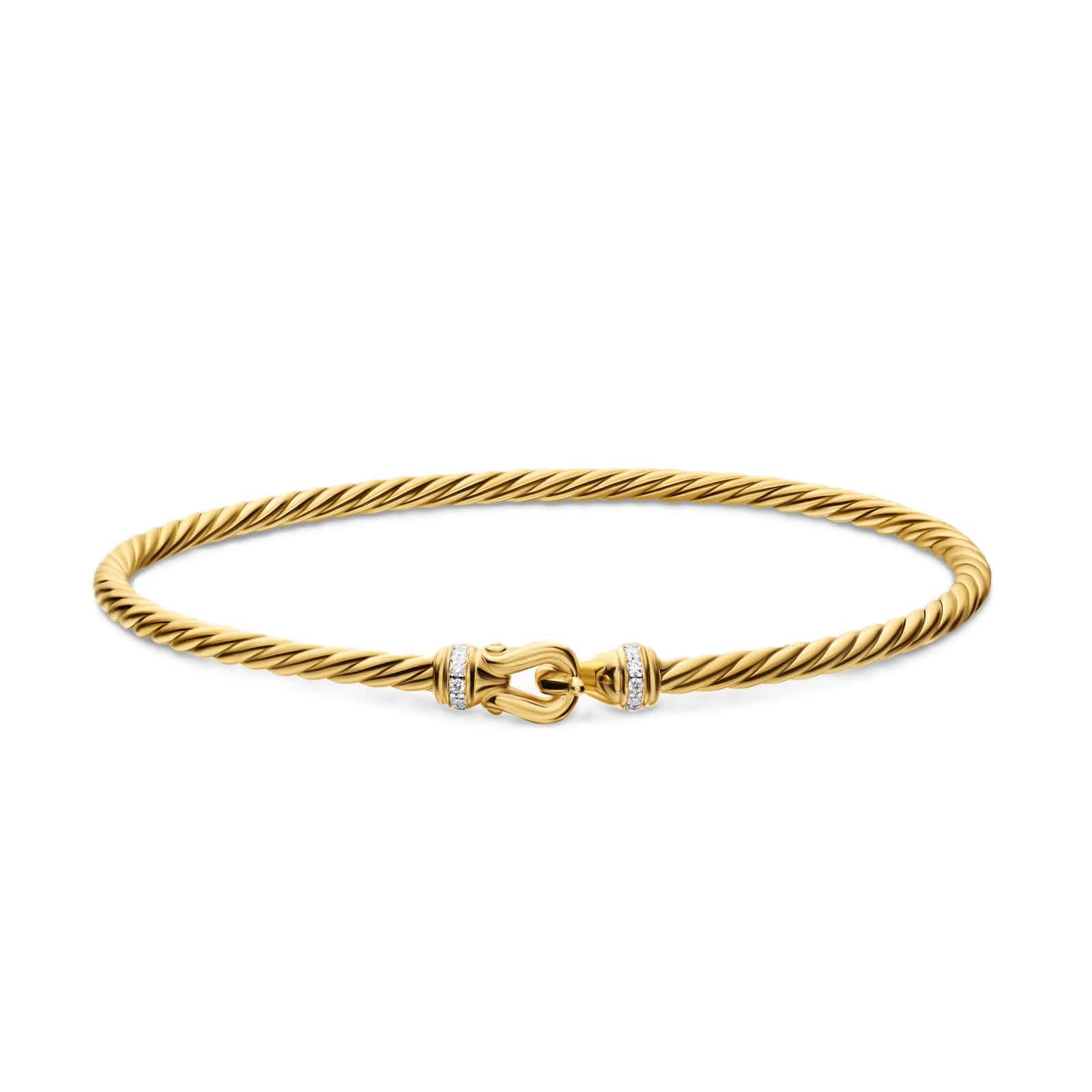 Micro Cablespira® Flex Buckle Bracelet 18K Yellow Gold with Diamonds, 2.6mm