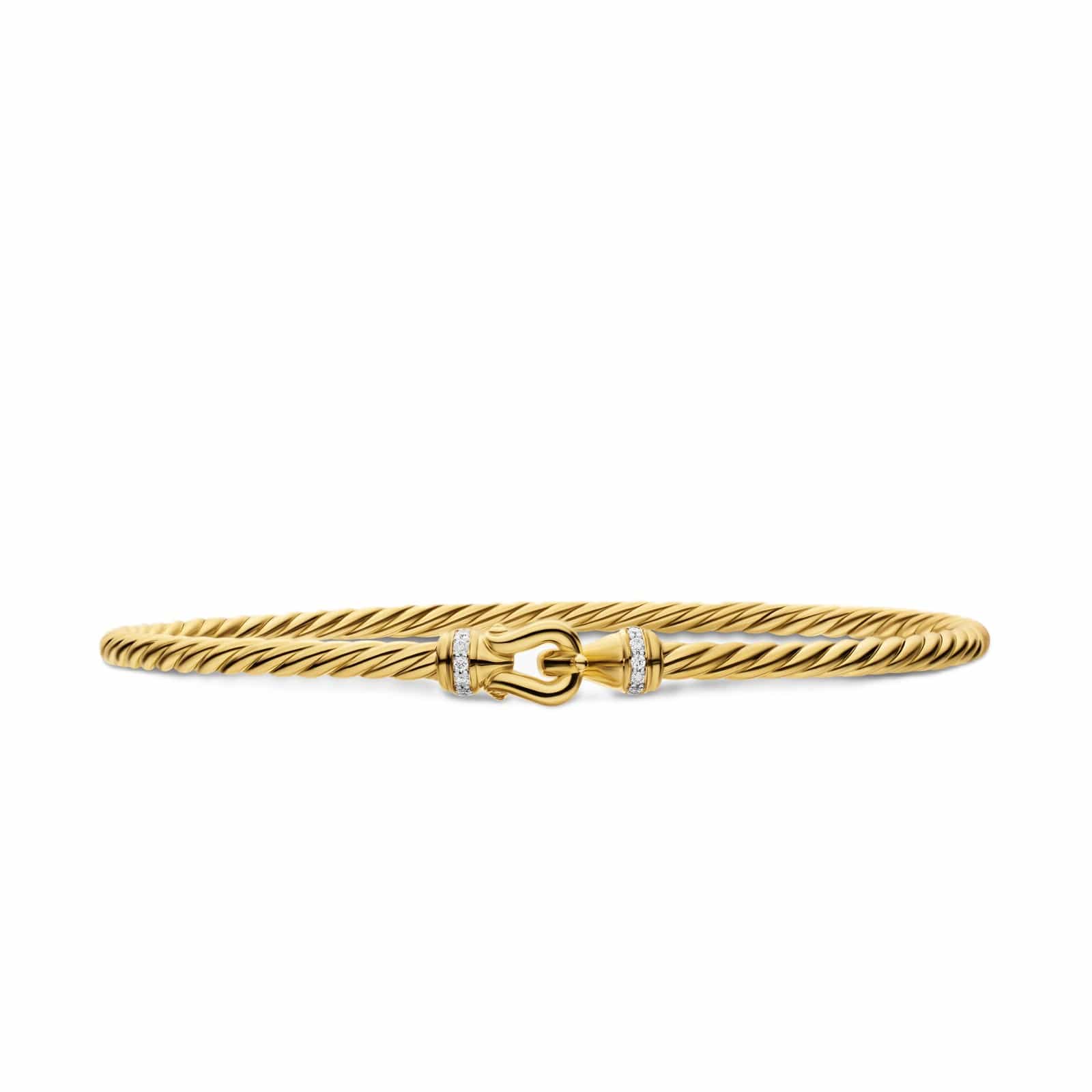 Micro Cablespira® Flex Buckle Bracelet 18K Yellow Gold with Diamonds, 2.6mm - Image 2