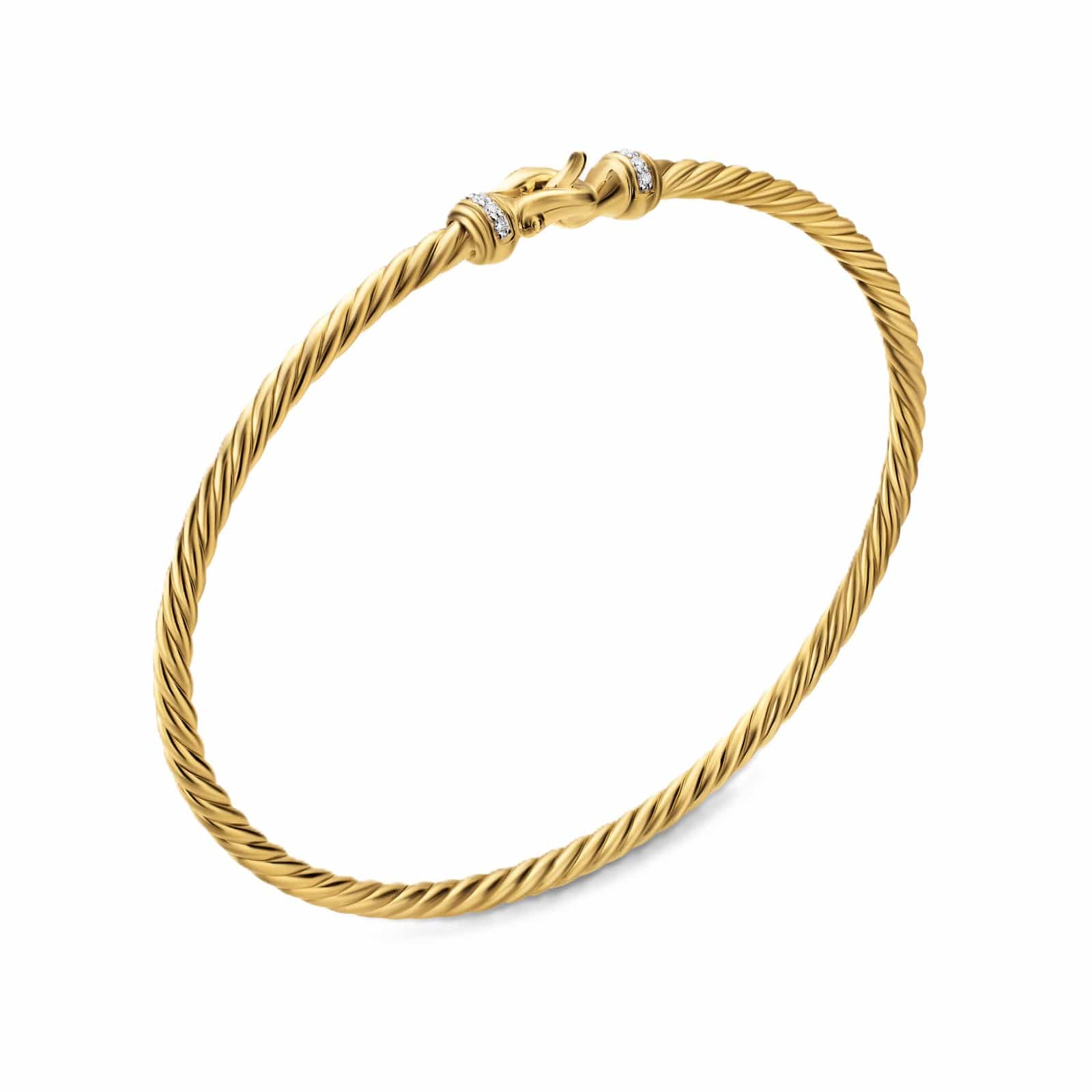 Micro Cablespira® Flex Buckle Bracelet 18K Yellow Gold with Diamonds, 2.6mm - Image 3