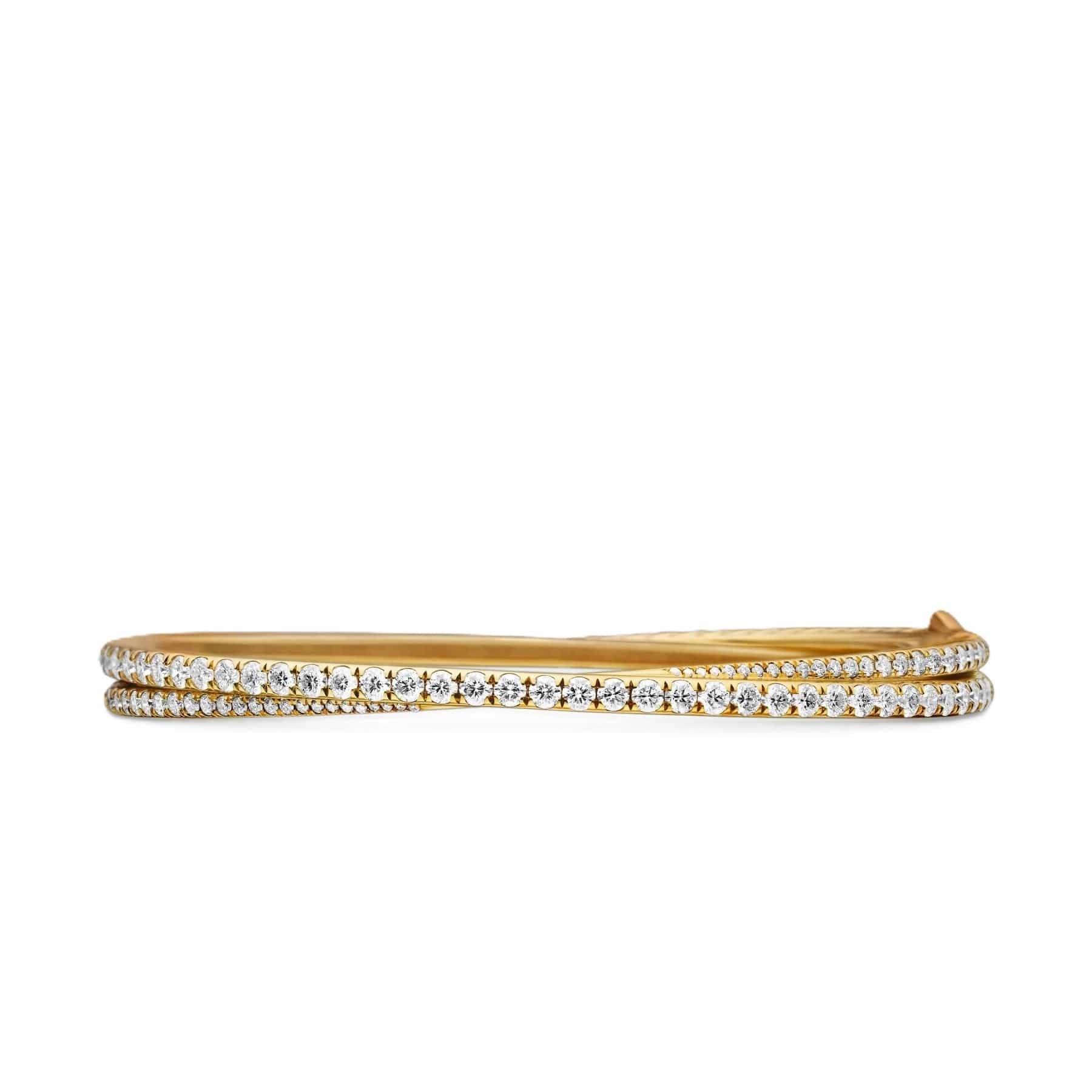 Pavé Crossover Two Row Bracelet 18K Yellow Gold with Diamonds, 5.5mm