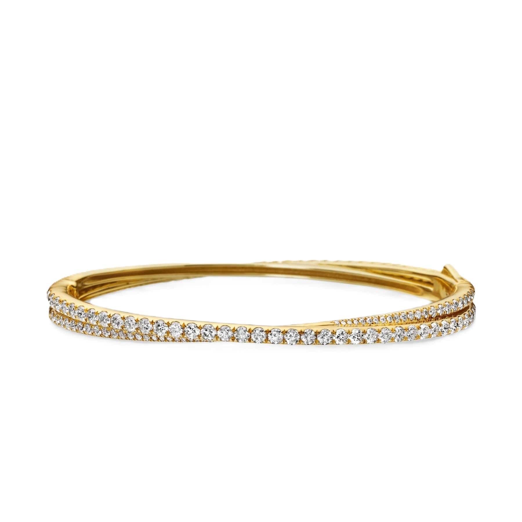 Pavé Crossover Two Row Bracelet 18K Yellow Gold with Diamonds, 5.5mm - Image 3