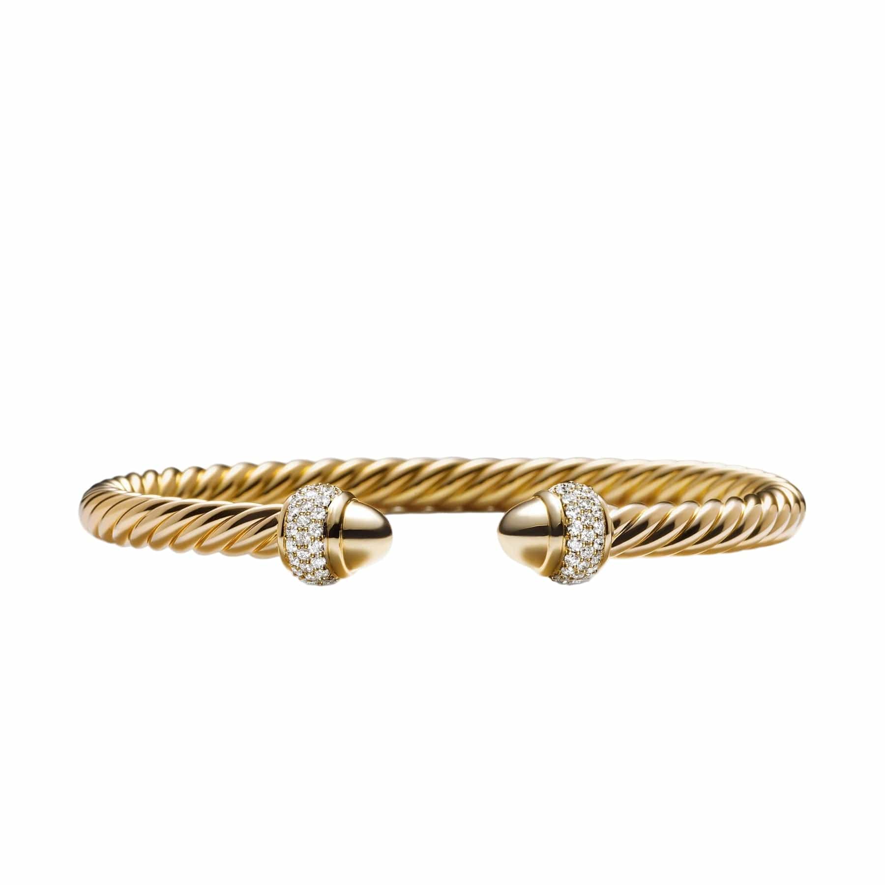 Cable Bracelet 18K Yellow Gold with Diamonds, 5mm