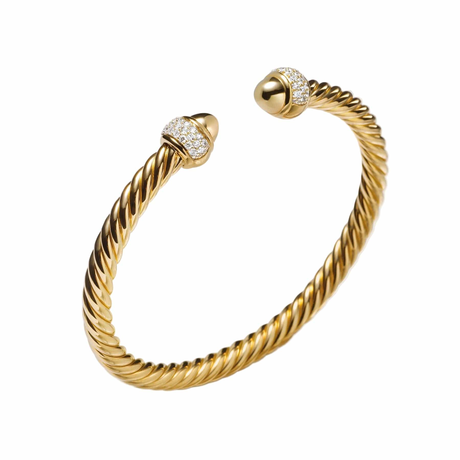 Cable Bracelet 18K Yellow Gold with Diamonds, 5mm - Image 2