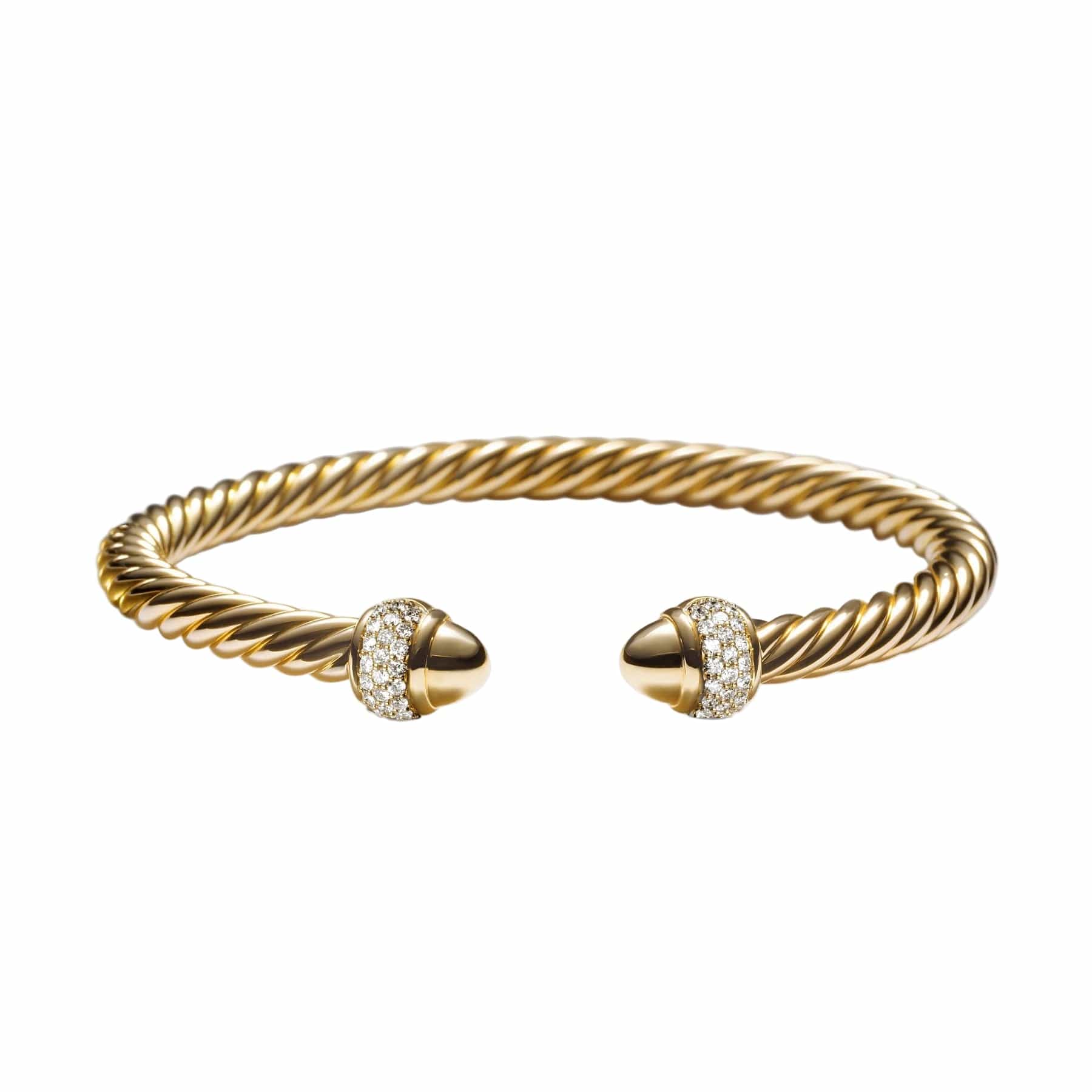 Cable Bracelet 18K Yellow Gold with Diamonds, 5mm - Image 4
