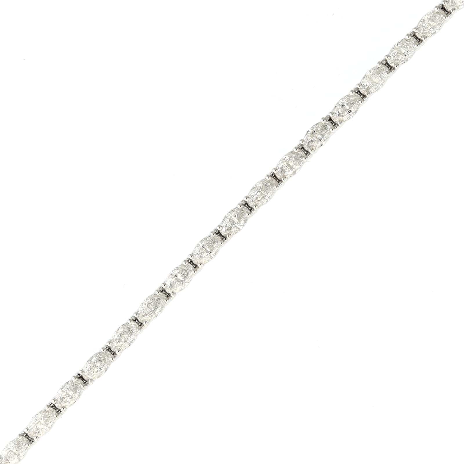 18K White Gold Moval Shaped Diamond Tennis Bracelet - Image 2