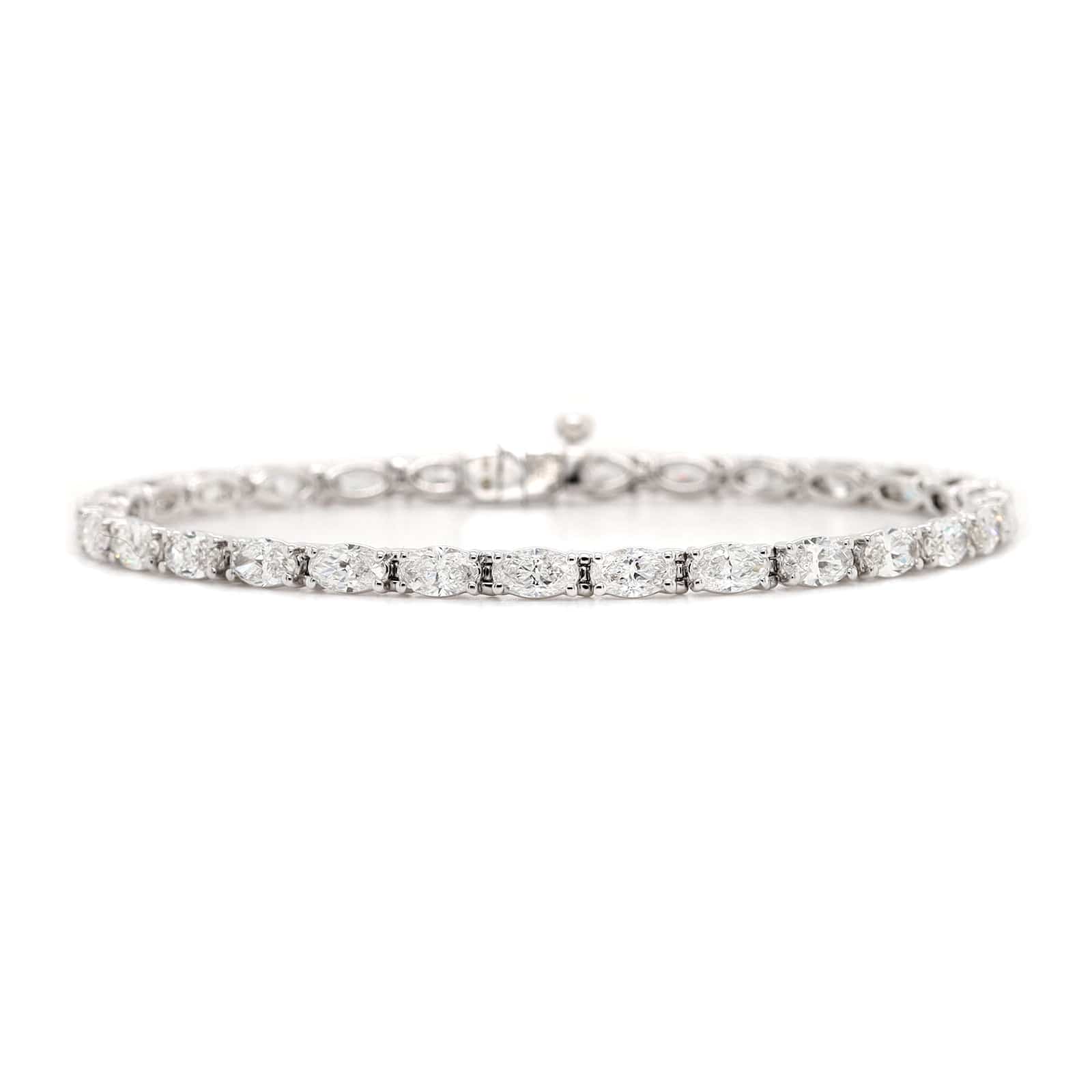 18K White Gold Moval Shaped Diamond Tennis Bracelet - Image 4
