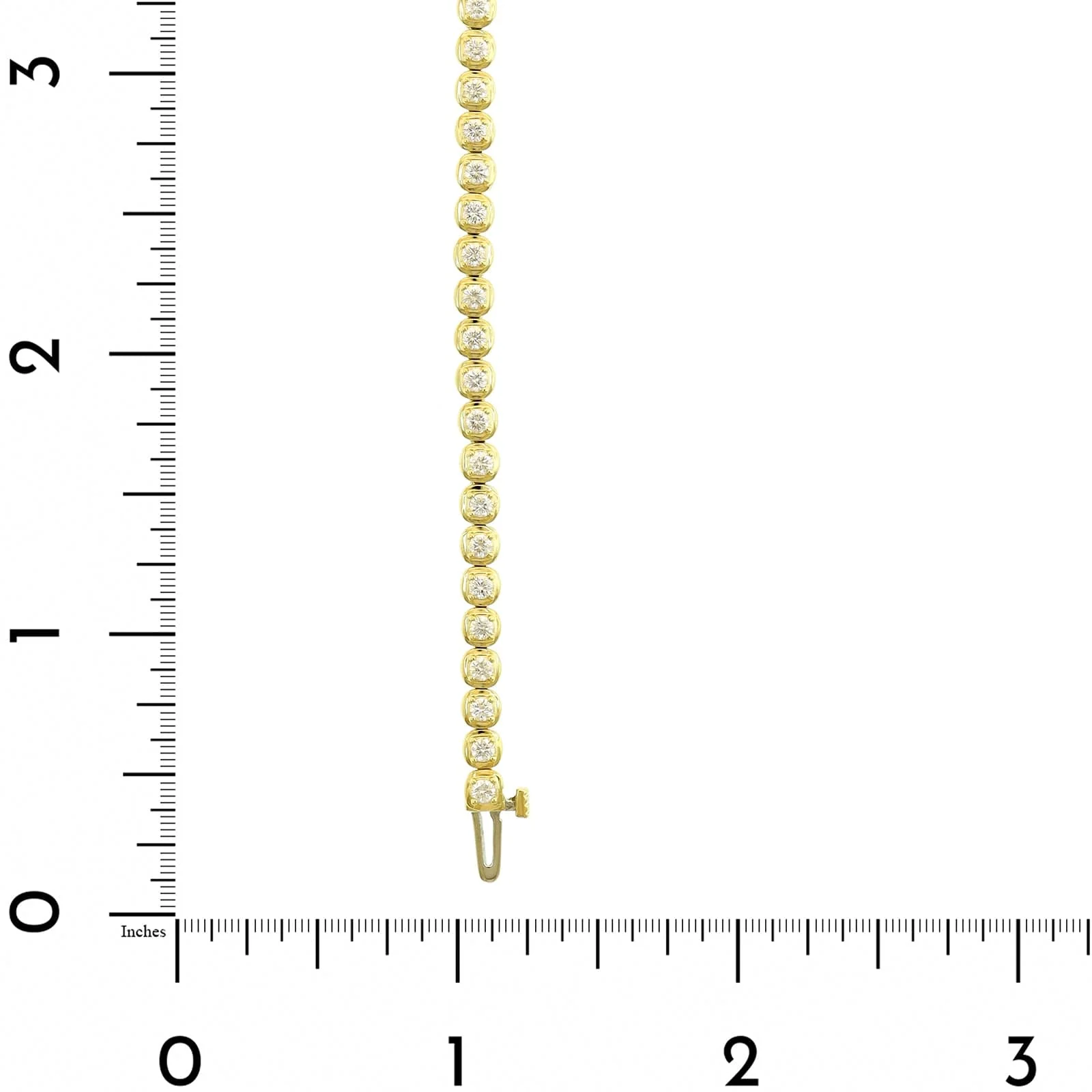 18K Yellow Gold Illusion Bezel Round Diamond Tennis Bracelet - Image 3