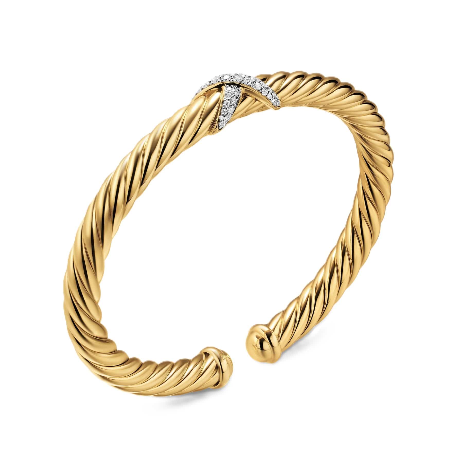 Cablespira® Flex X Bracelet 18K Yellow Gold with Diamonds, 6mm - Image 2