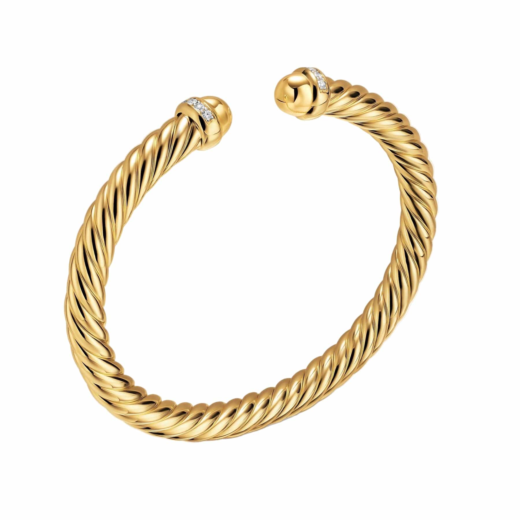 Cablespira® Flex Bracelet 18K Yellow Gold with Gold Domes and Diamonds, 6mm - Image 2