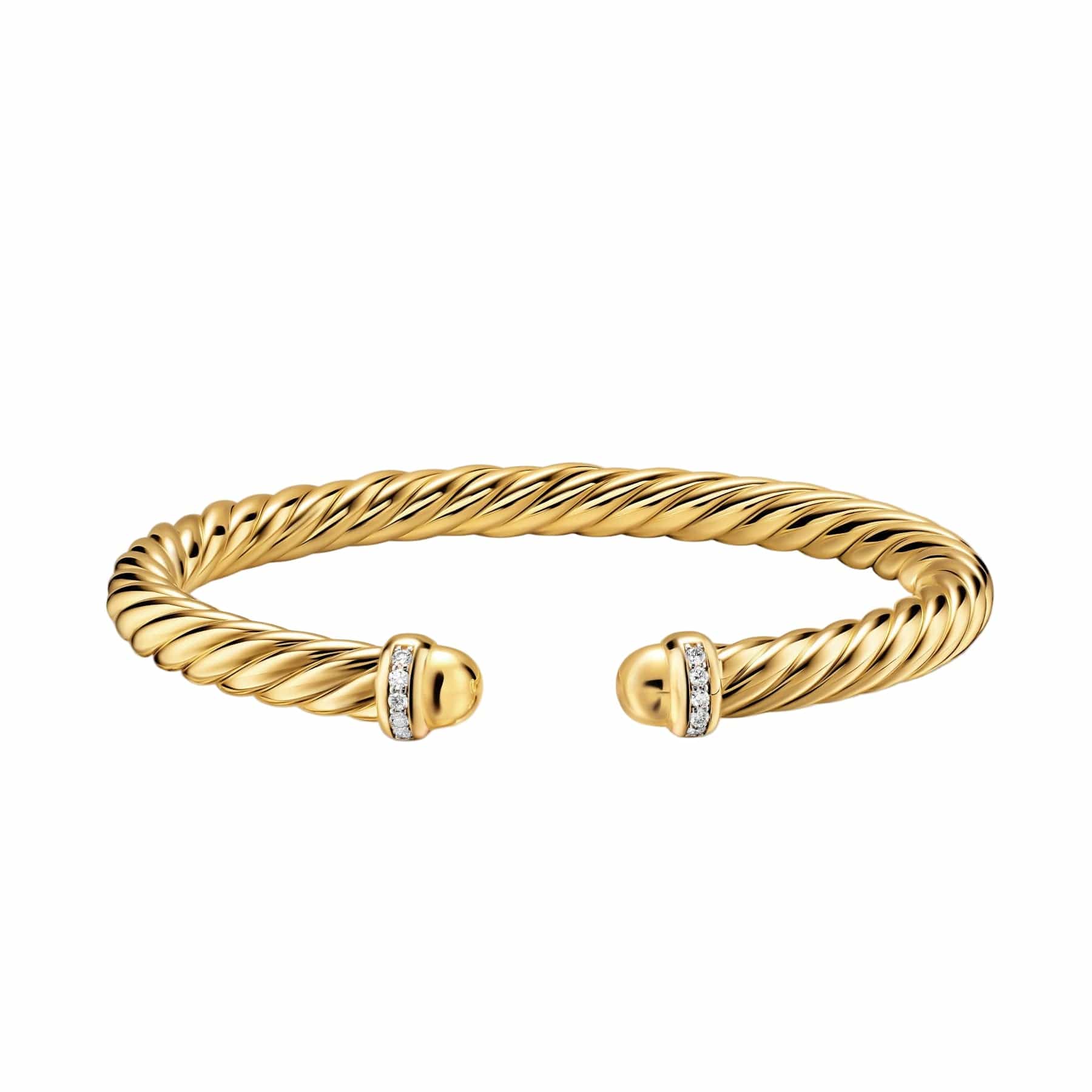 Cablespira® Flex Bracelet 18K Yellow Gold with Gold Domes and Diamonds, 6mm - Image 3