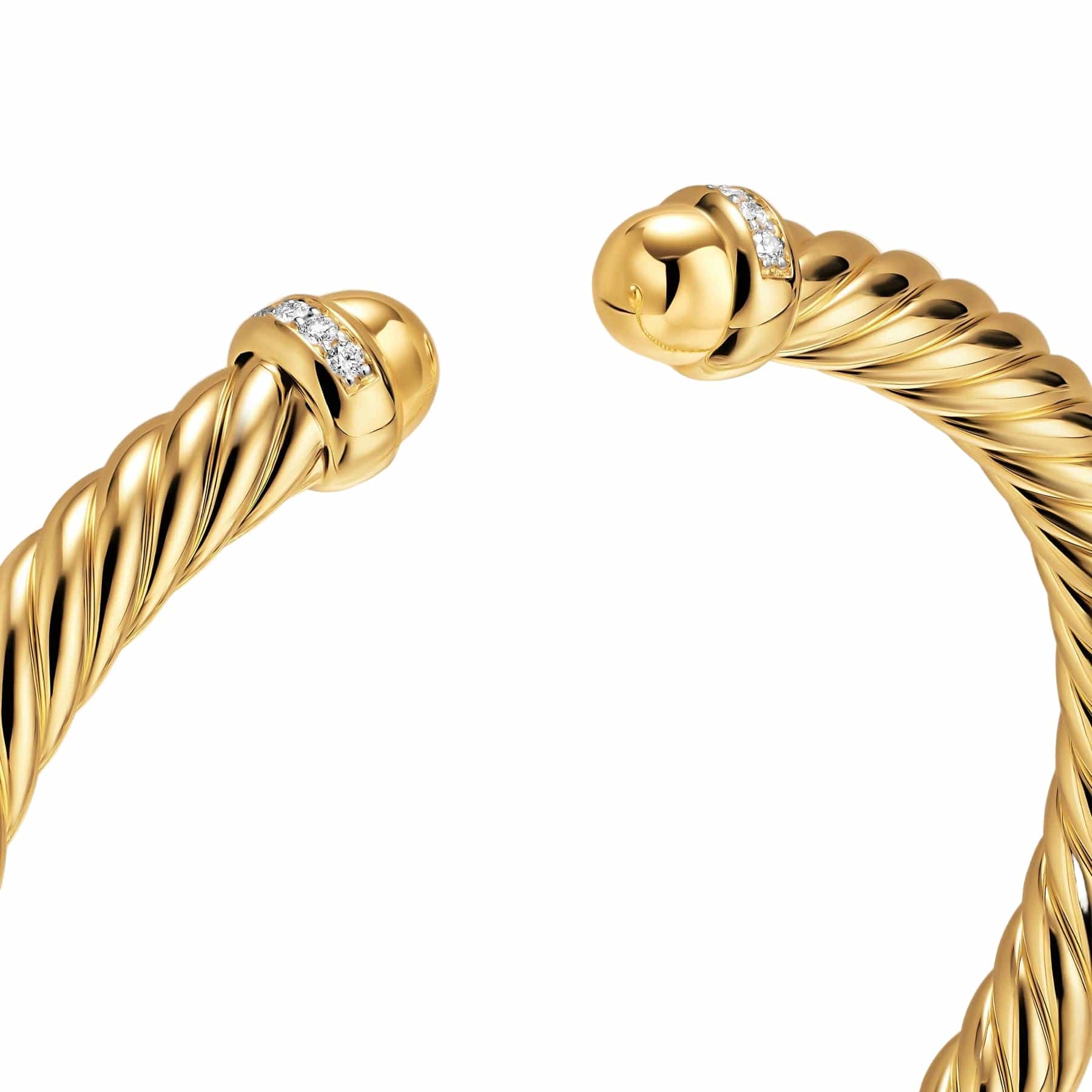 Cablespira® Flex Bracelet 18K Yellow Gold with Gold Domes and Diamonds, 6mm - Image 4