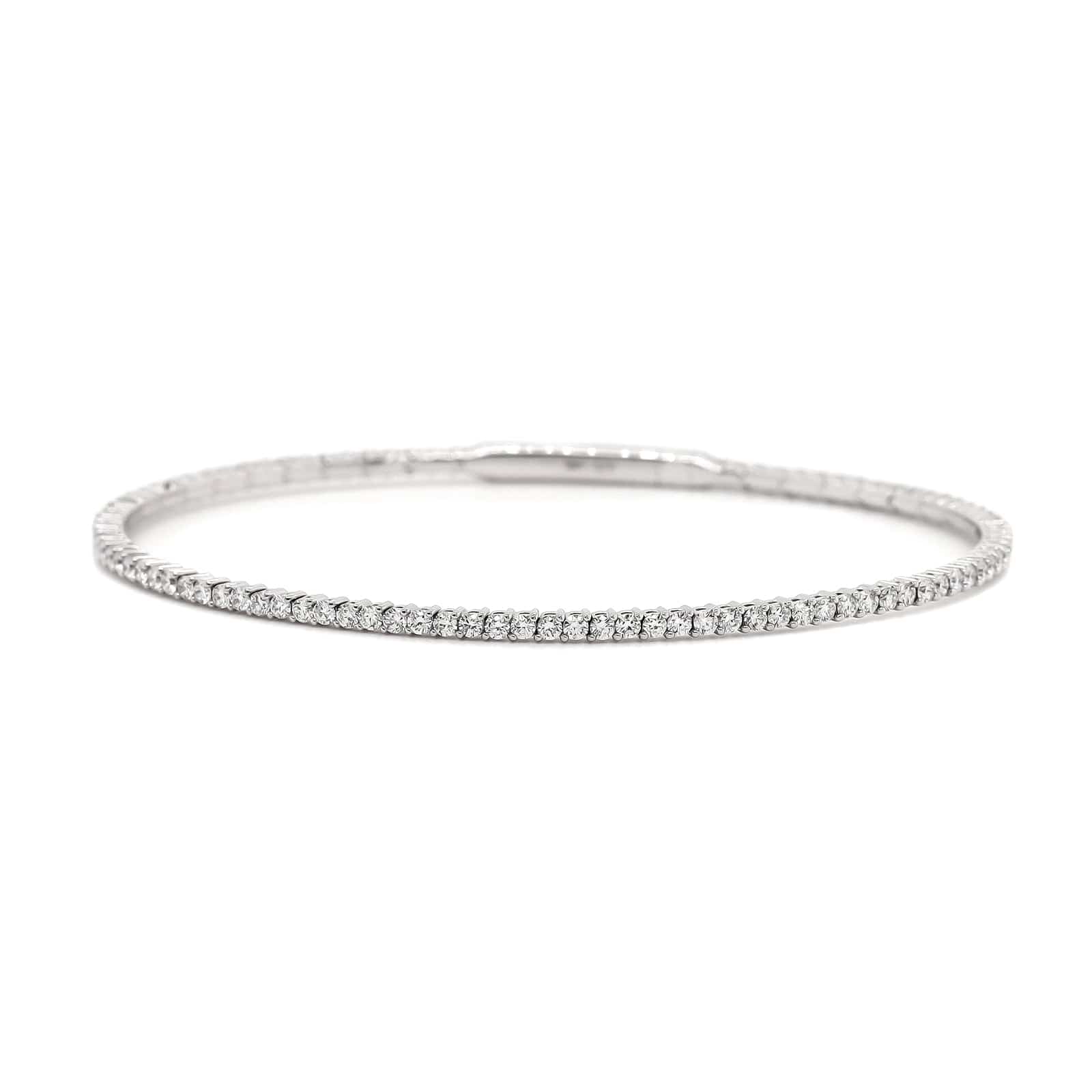 18K White Gold Thin Diamond Flex Bangle Bracelet