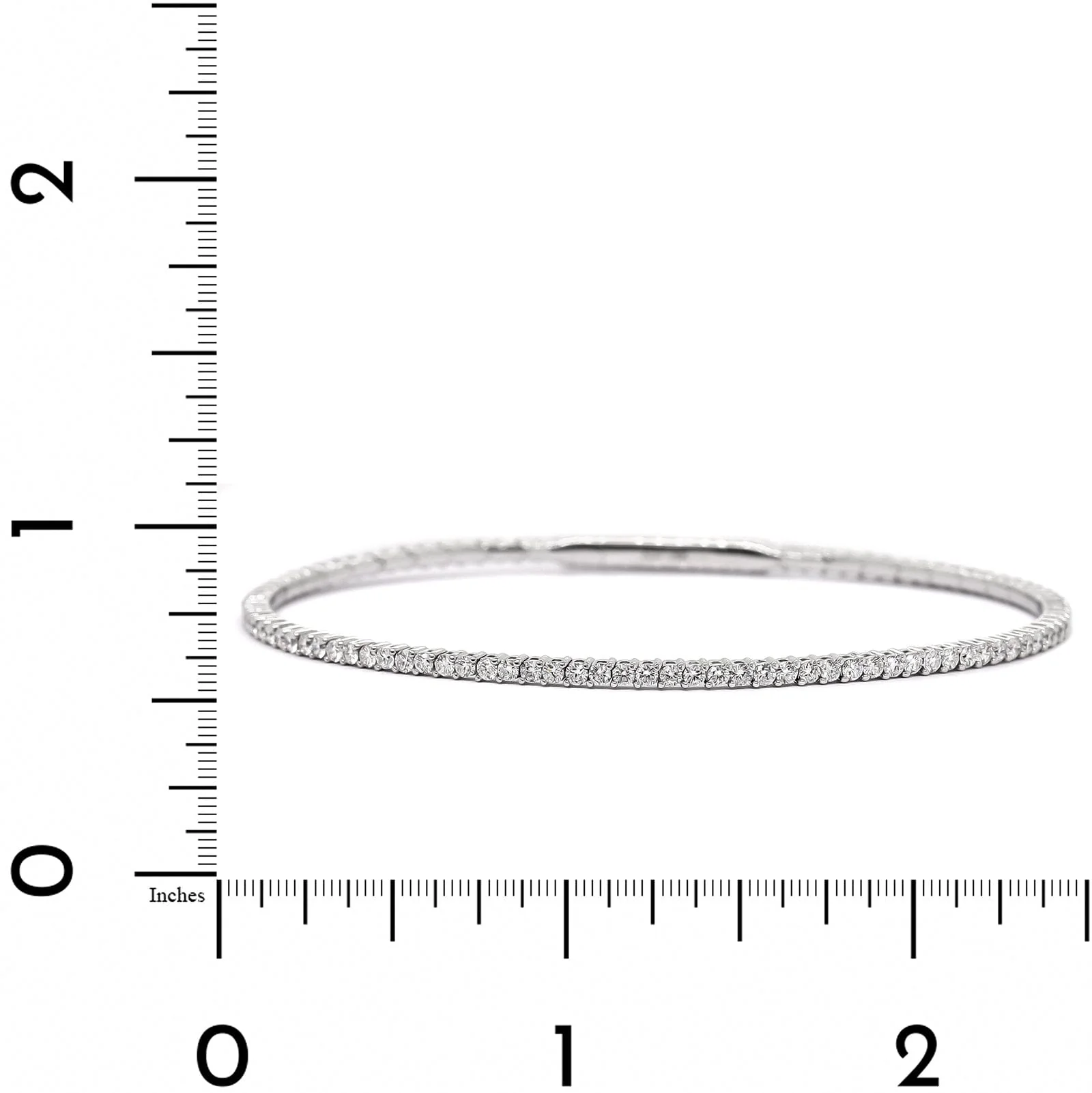 18K White Gold Thin Diamond Flex Bangle Bracelet - Image 3