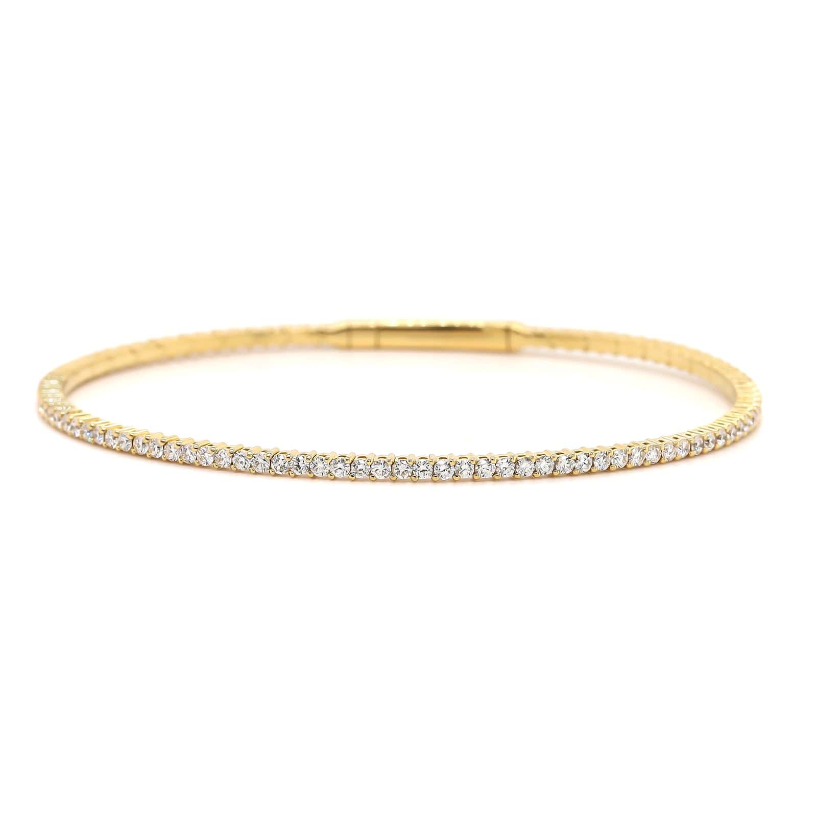 18K Yellow Gold Diamond Flex Bangle Bracelet