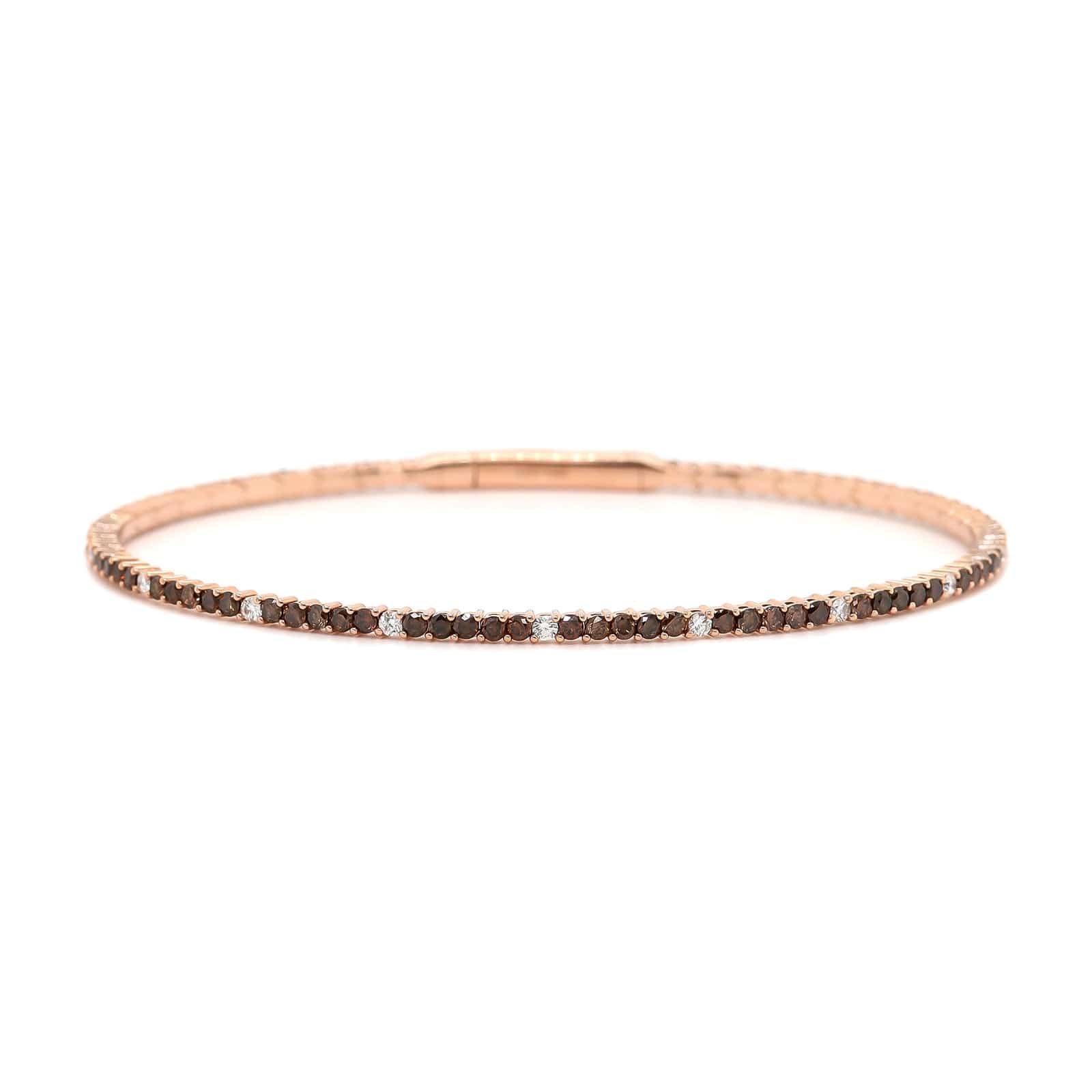 18K Rose Gold Brown Diamond Flex Bangle Bracelet