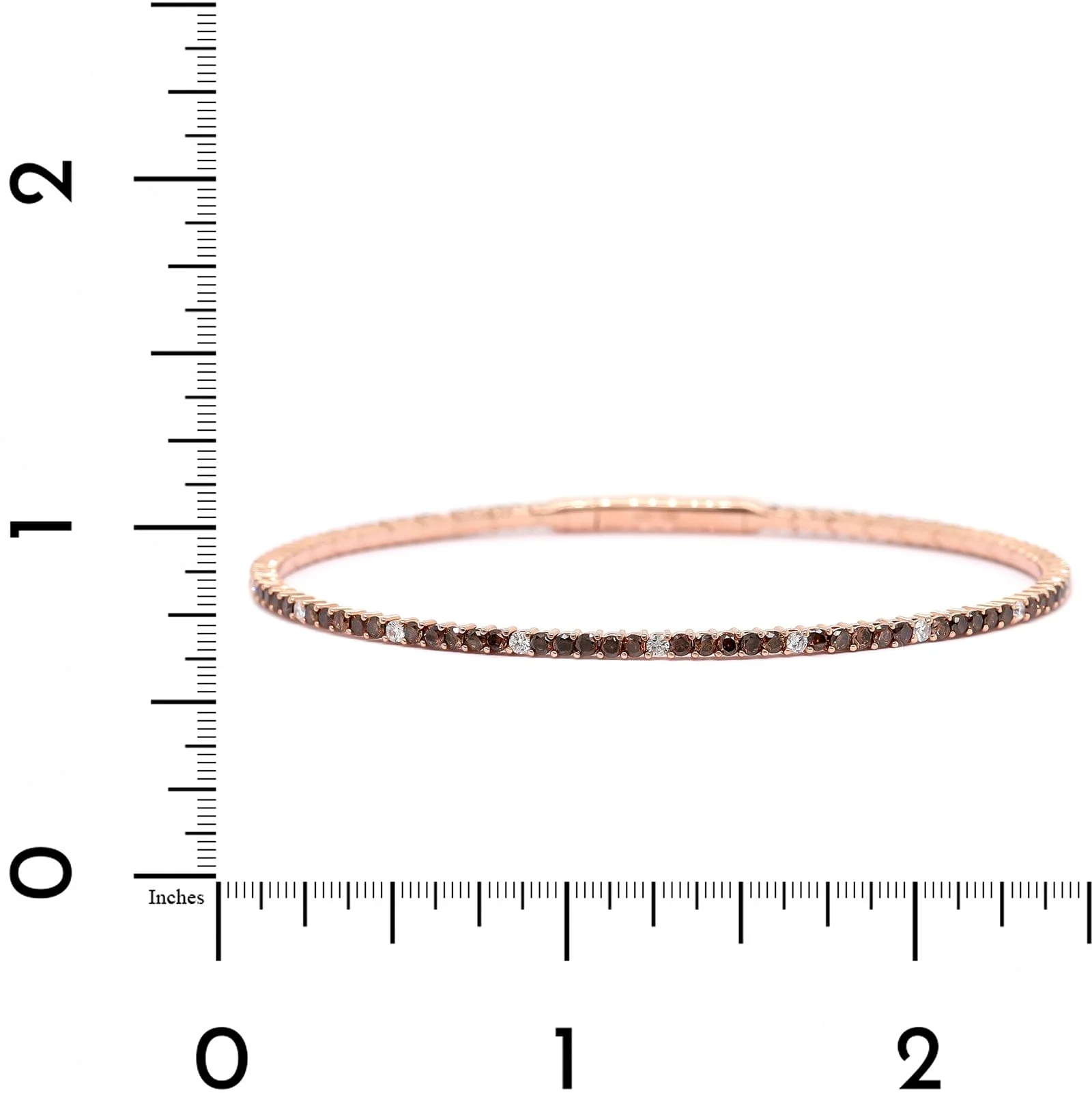 18K Rose Gold Brown Diamond Flex Bangle Bracelet - Image 3