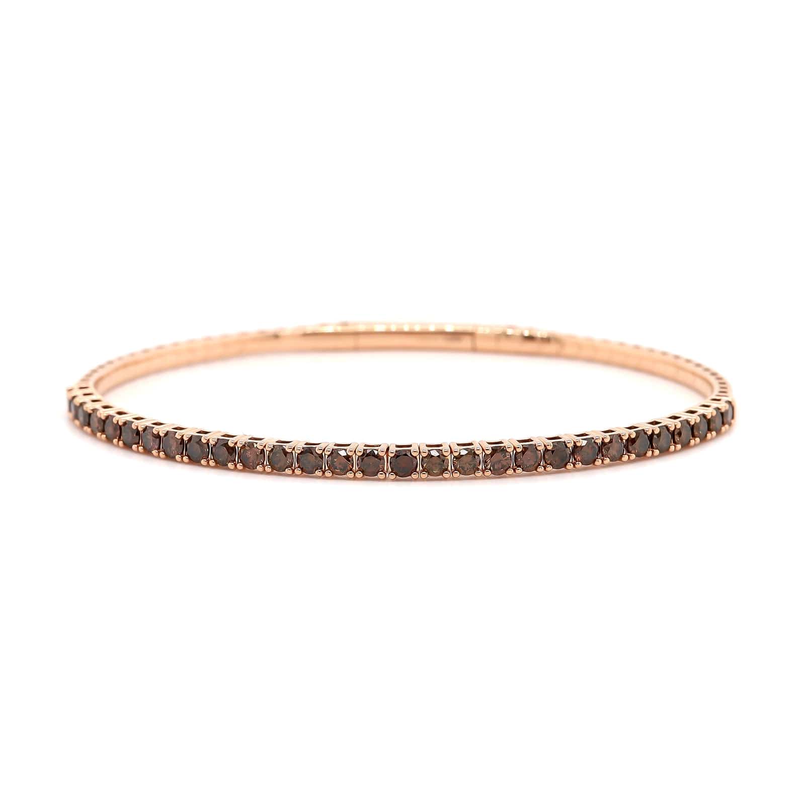 18K Rose Gold Brown Diamond Flex Bangle Bracelet