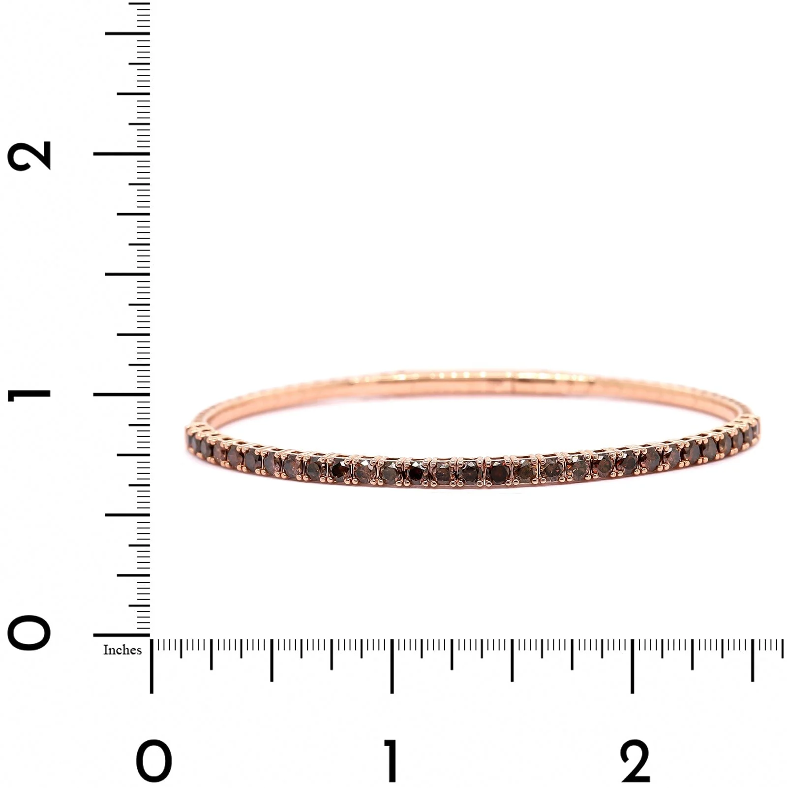 18K Rose Gold Brown Diamond Flex Bangle Bracelet - Image 3