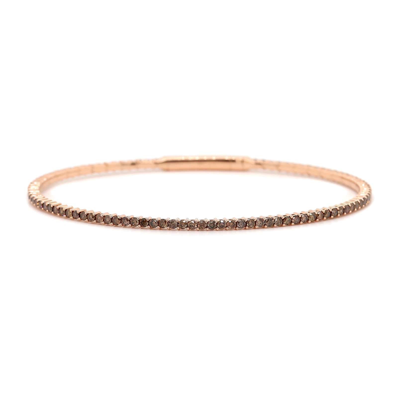 18K Rose Gold 1CTW Brown Diamond Flex Bangle Bracelet