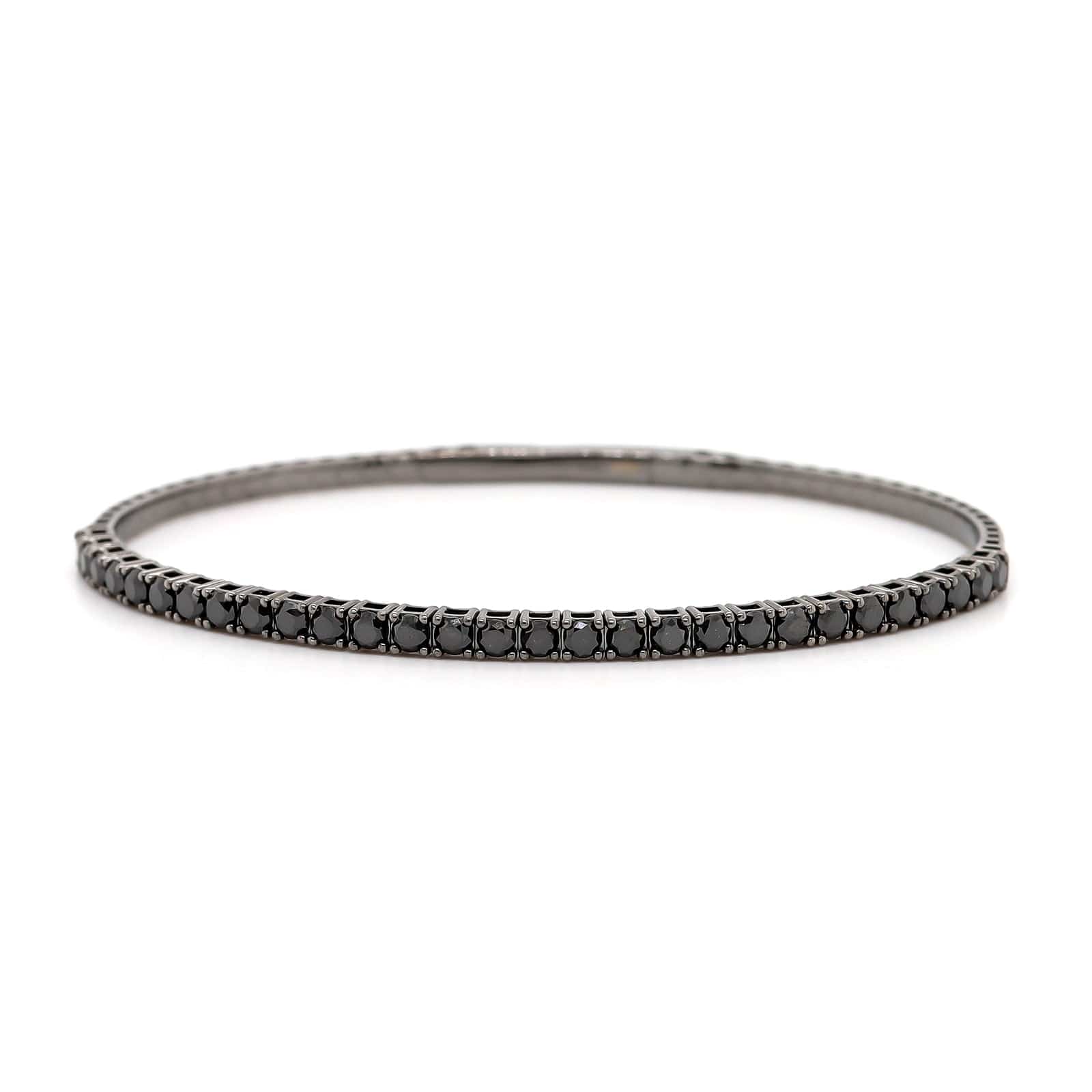 18K White Gold 1CTW Black Diamond Flex Bangle Bracelet