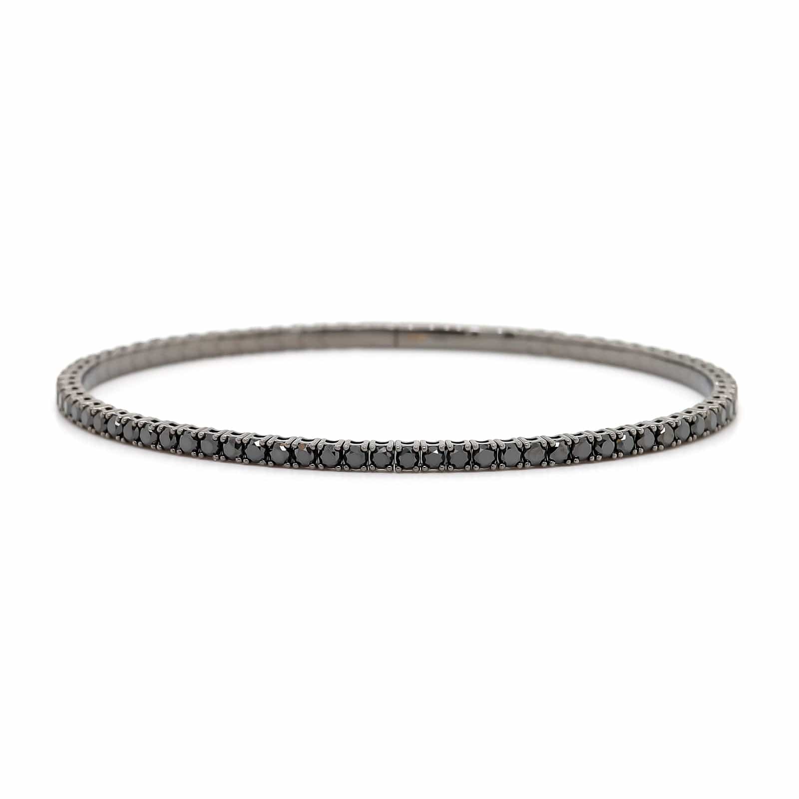 18K White Gold 3CTW Black Diamond Flex Bangle Bracelet