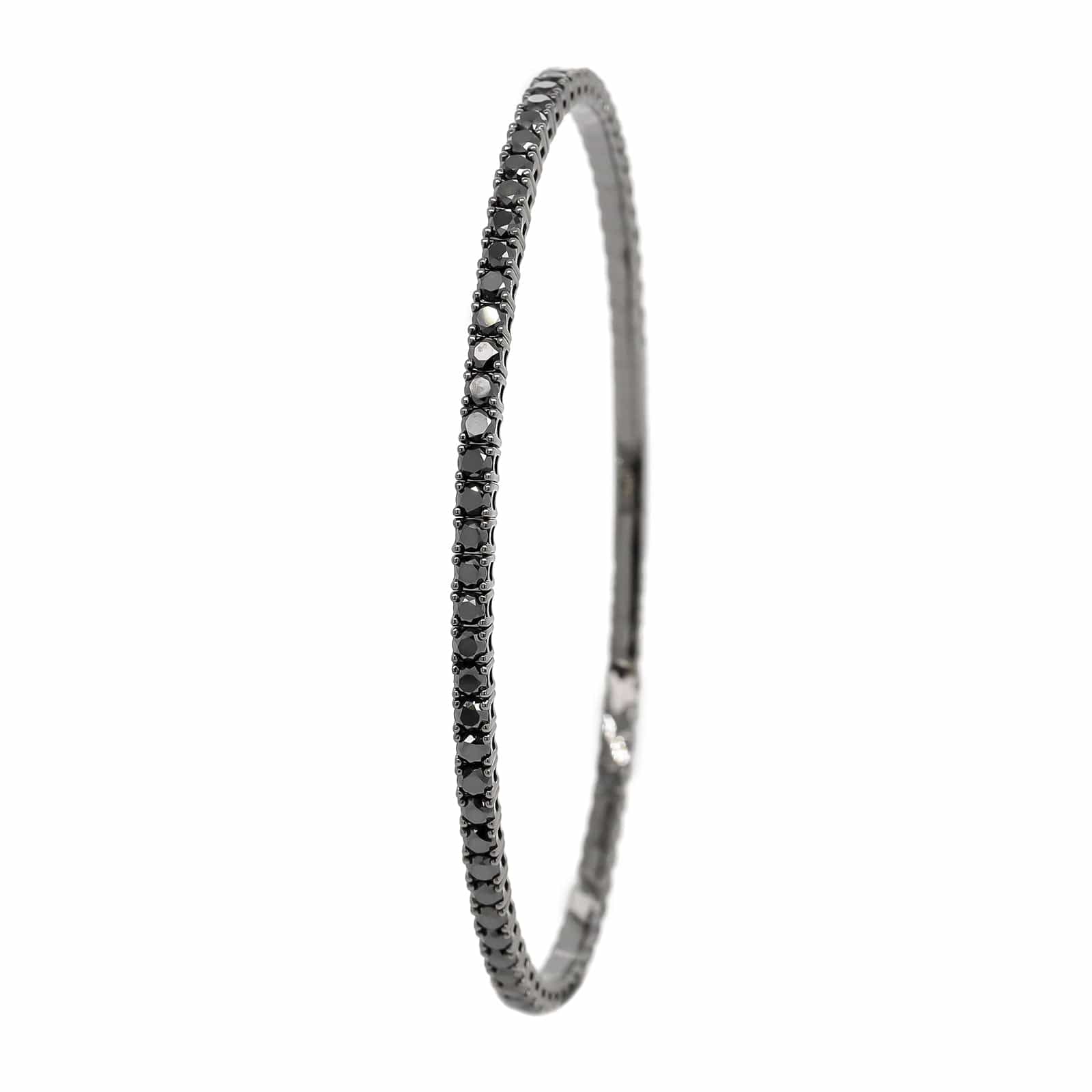 18K White Gold 3CTW Black Diamond Flex Bangle Bracelet - Image 2