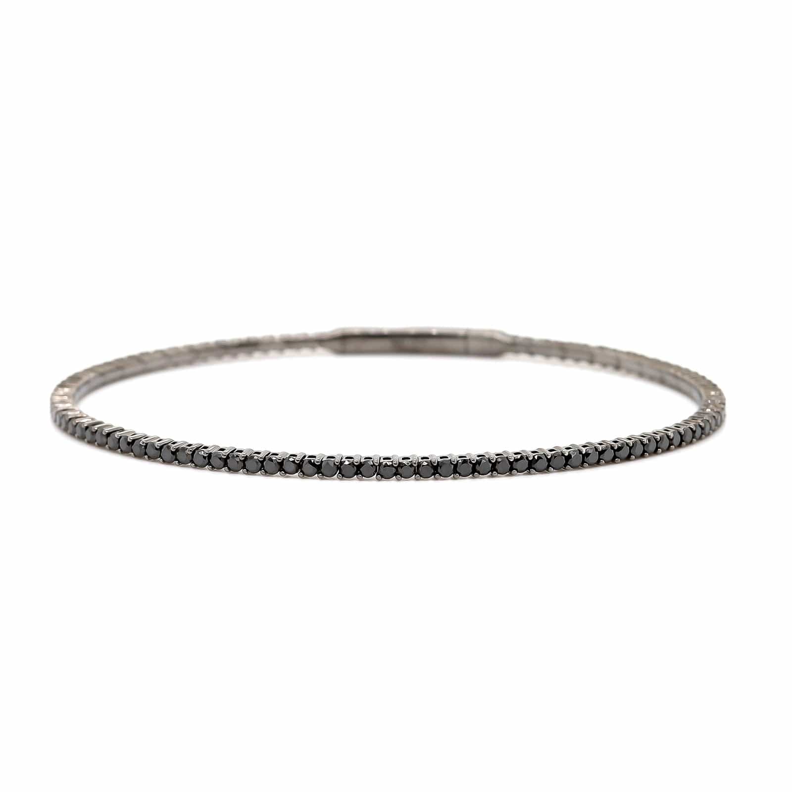 18K White Gold 1CTW Black Diamond Flex Bangle Bracelet