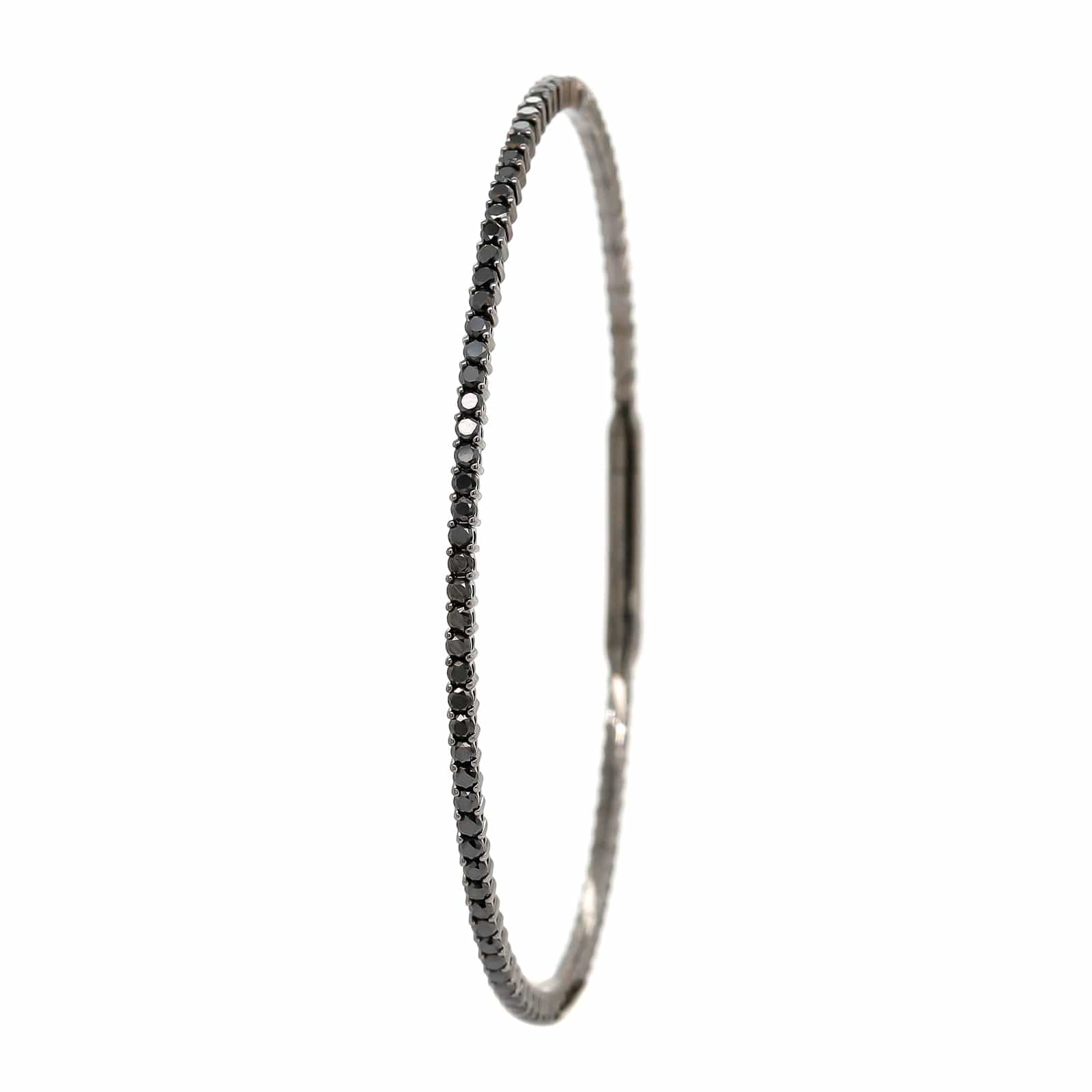 18K White Gold 1CTW Black Diamond Flex Bangle Bracelet - Image 2