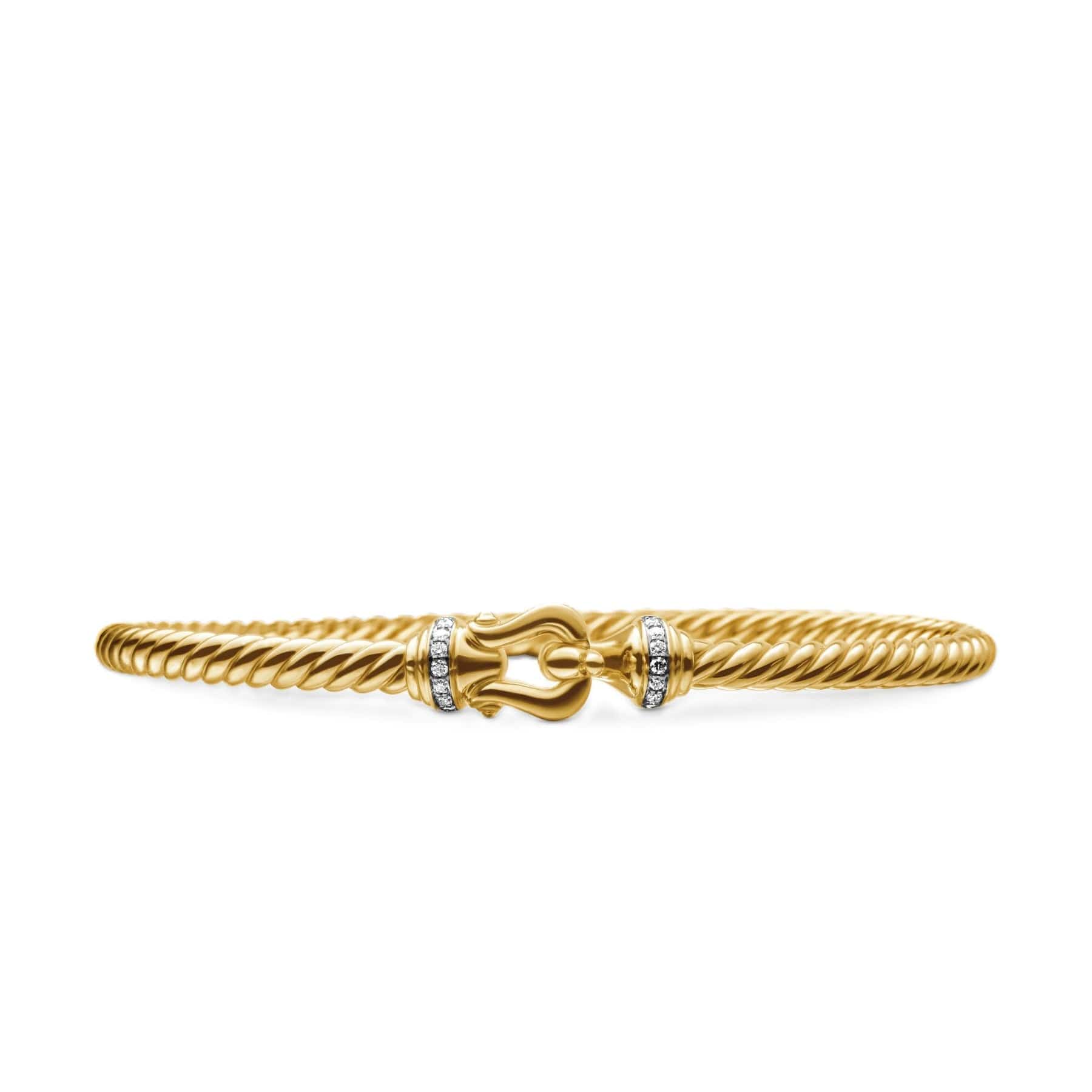Buckle Cablespira® Bracelet 18K Yellow Gold with Diamonds, 3.5mm