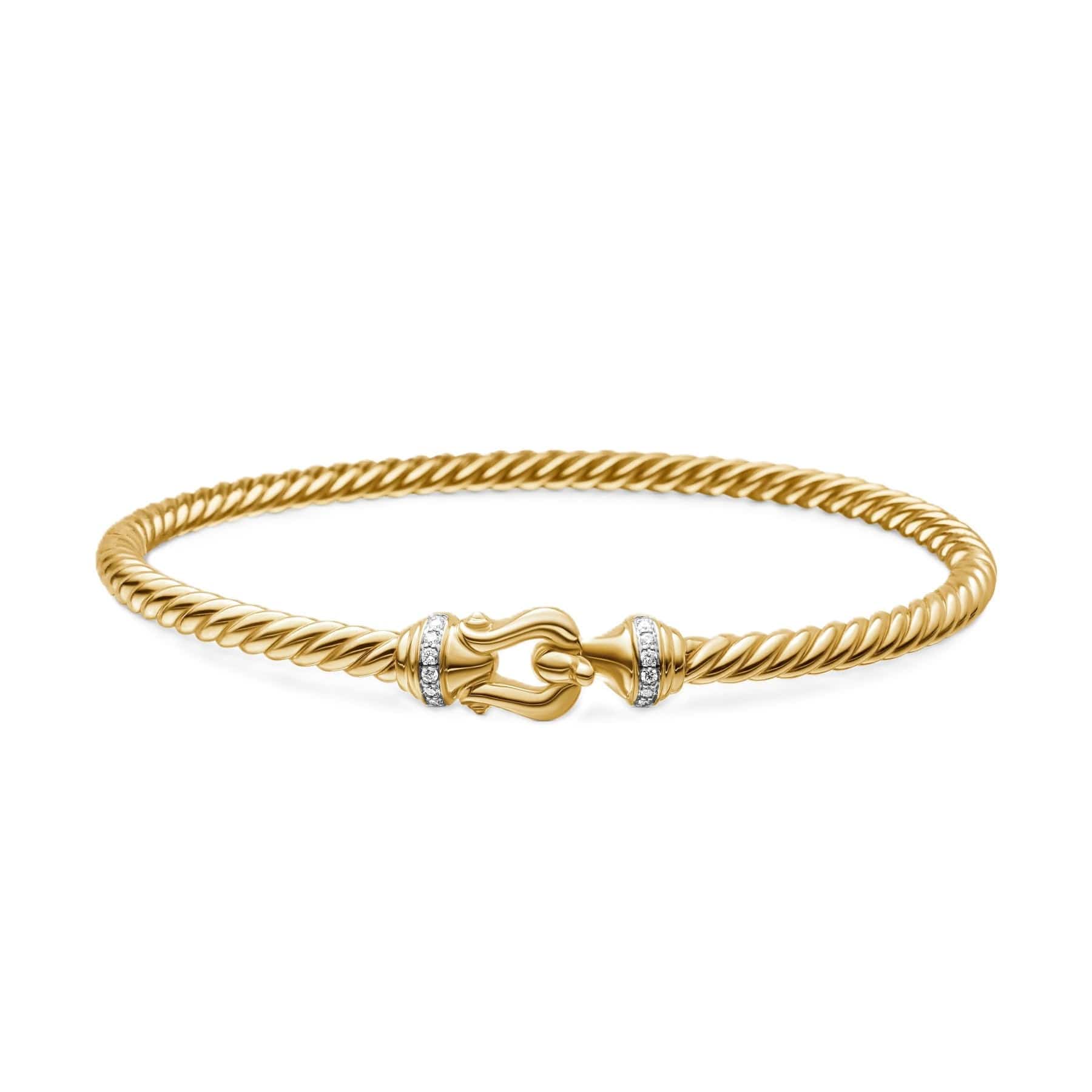 Buckle Cablespira® Bracelet 18K Yellow Gold with Diamonds, 3.5mm - Image 4