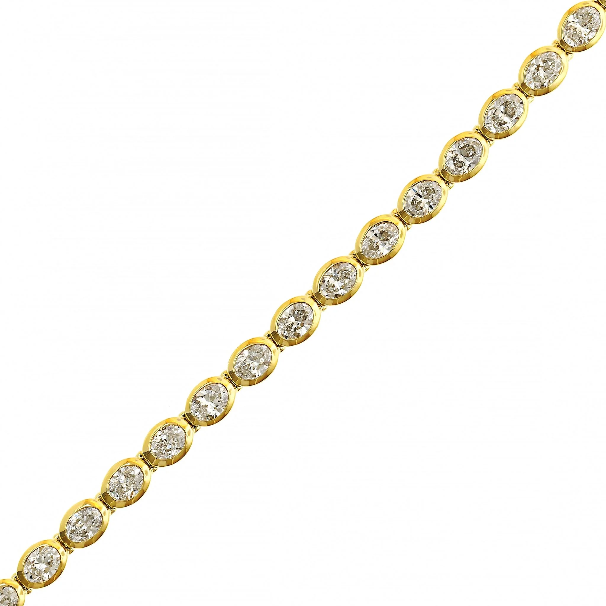18K Yellow Gold Bezel Set Oval Diamond Tennis Bracelet - Image 2