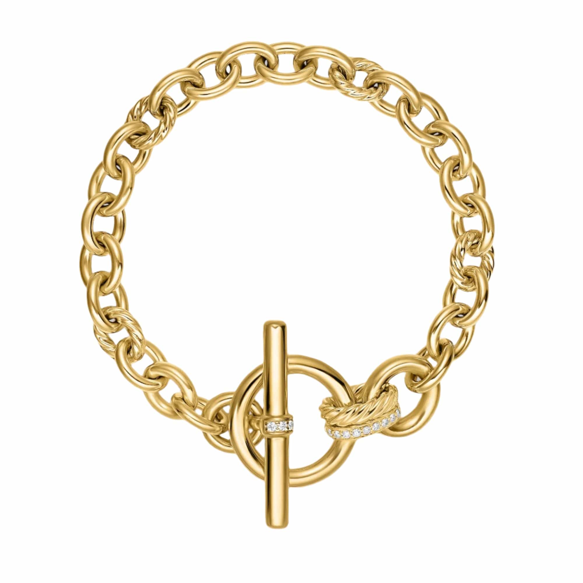 DY Mercer® Toggle Chain Bracelet 18K Yellow Gold with Diamonds, 8mm - Image 2