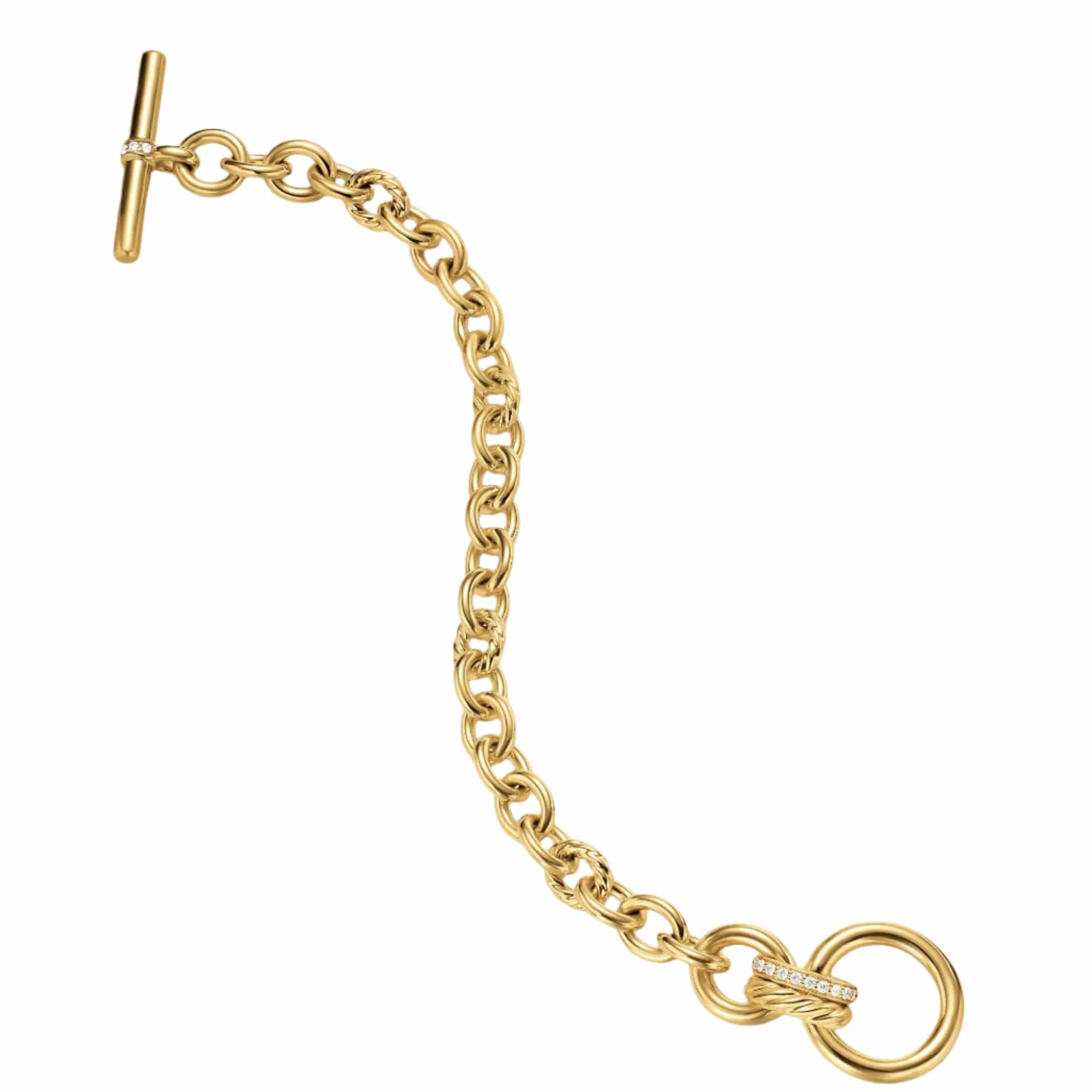 DY Mercer® Toggle Chain Bracelet 18K Yellow Gold with Diamonds, 8mm - Image 3