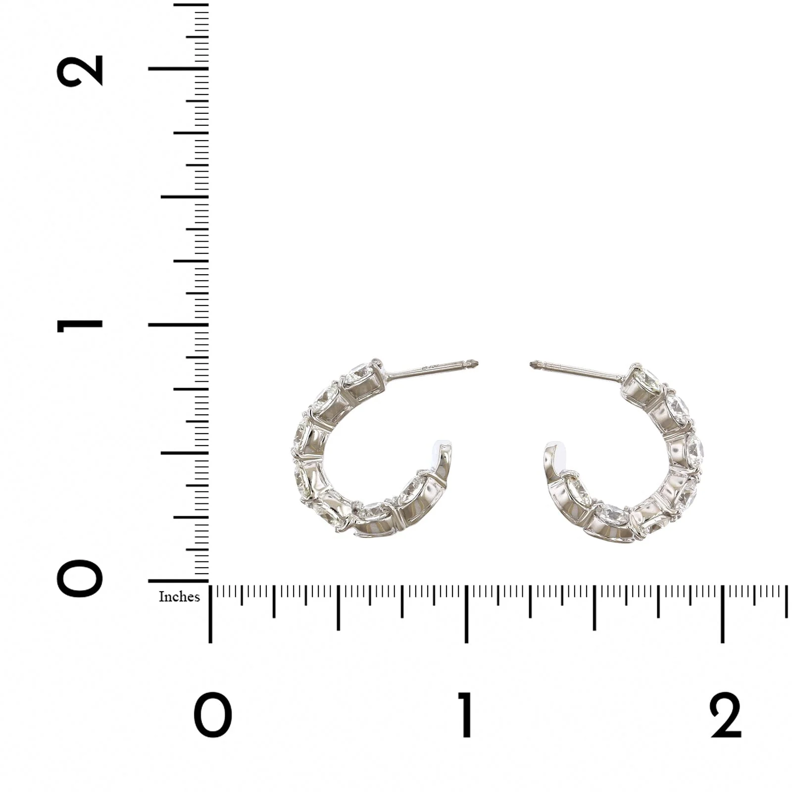 18K White Gold Diamond Hoop Earrings - Image 2