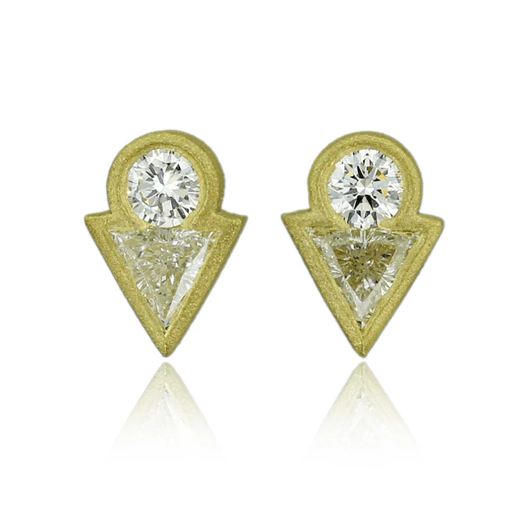 18K Yellow Gold Diamond Stud Earrings