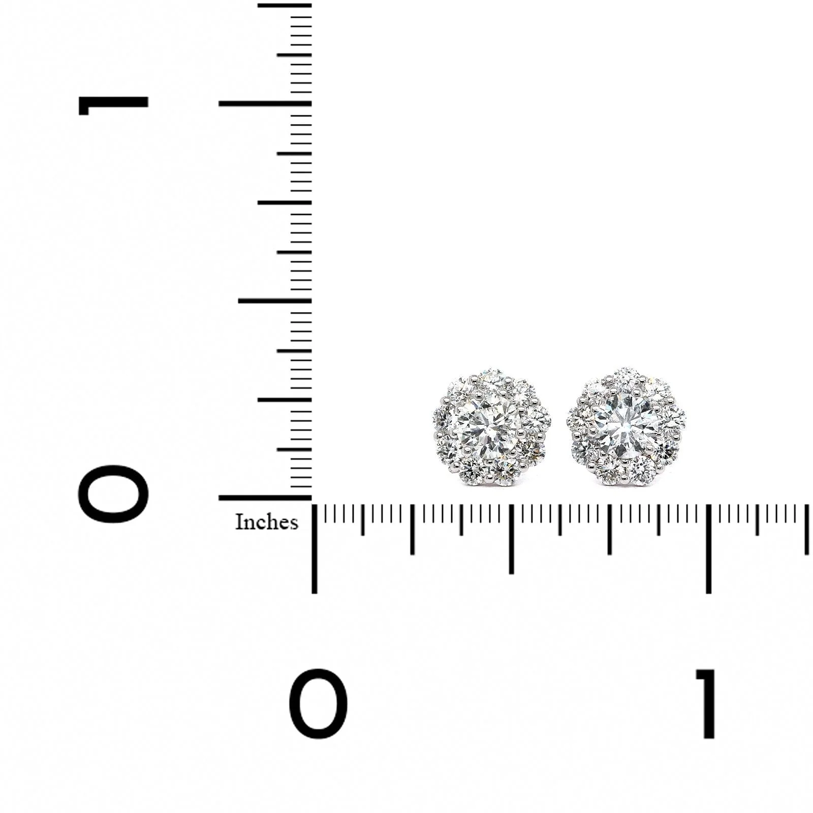 14K White Gold Diamond Halo Stud Earrings - Image 2