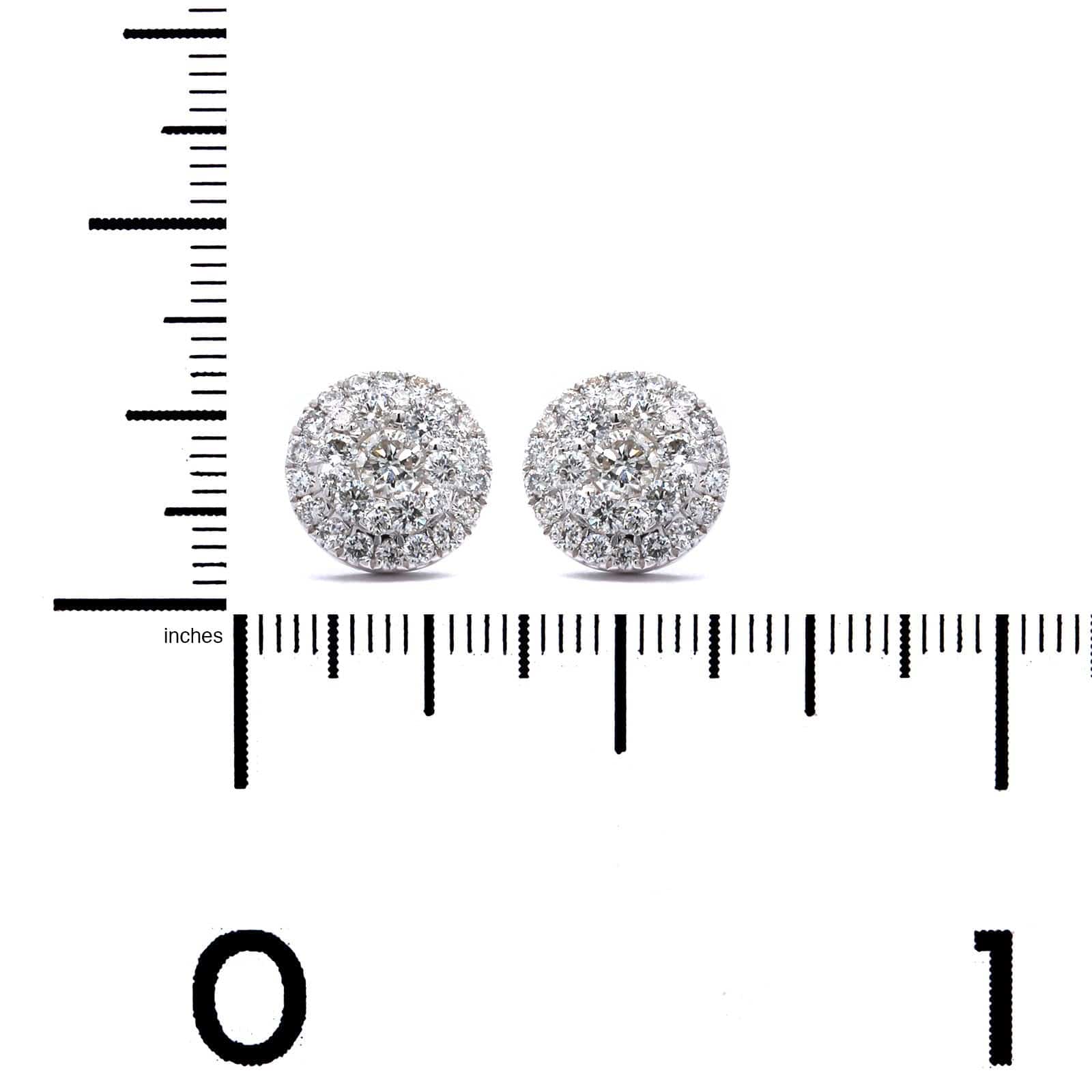 14K White Gold Double Halo Diamond Stud Earrings - Image 3