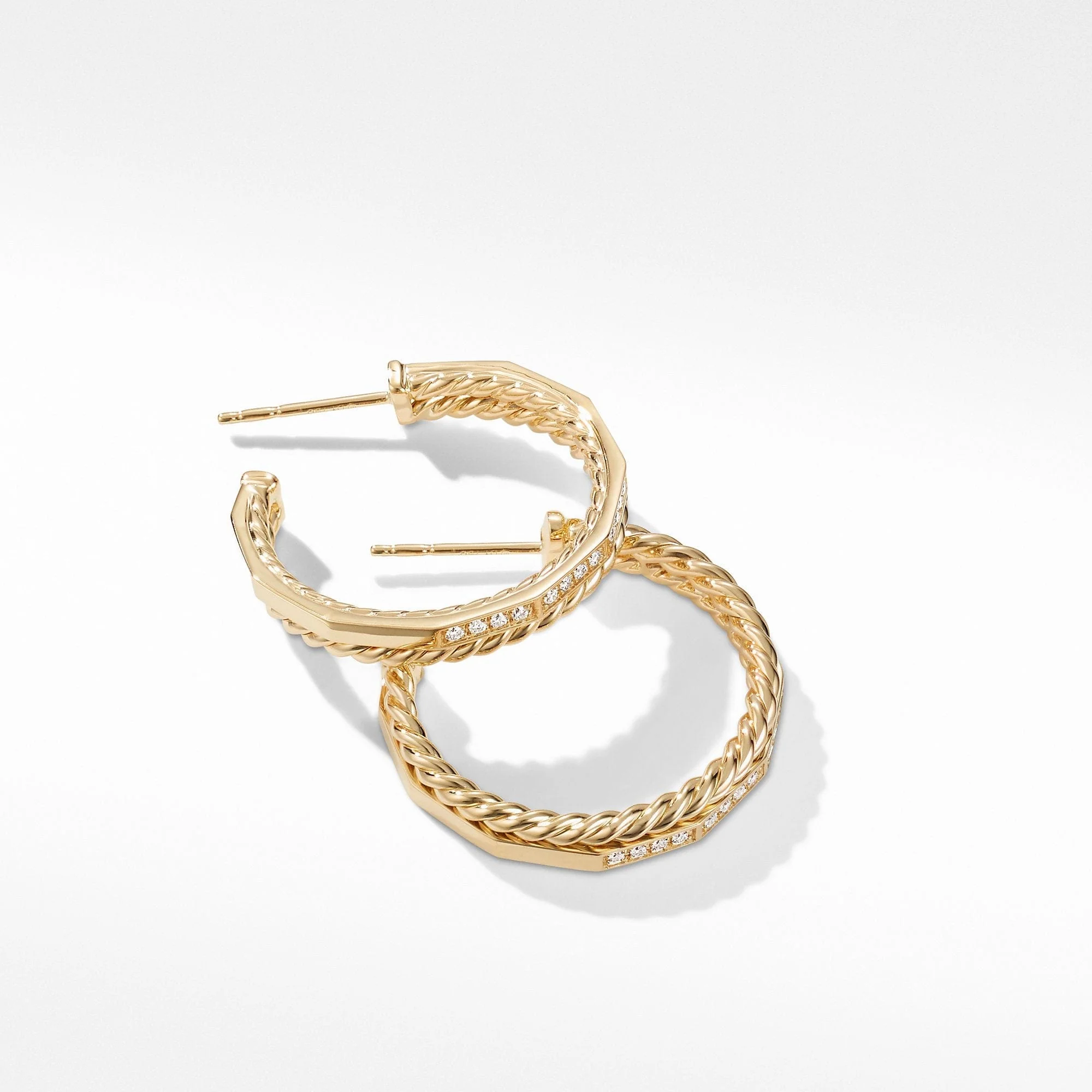 Stax Hoop Earrings with Diamonds in 18K Gold, 25mm - Image 3