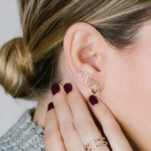 14K Rose Gold Sylvie Diamond Bar Earrings - Image 2
