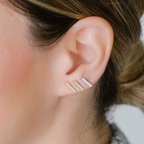 14K Rose Gold Sylvie Diamond Bar Earrings - Image 3