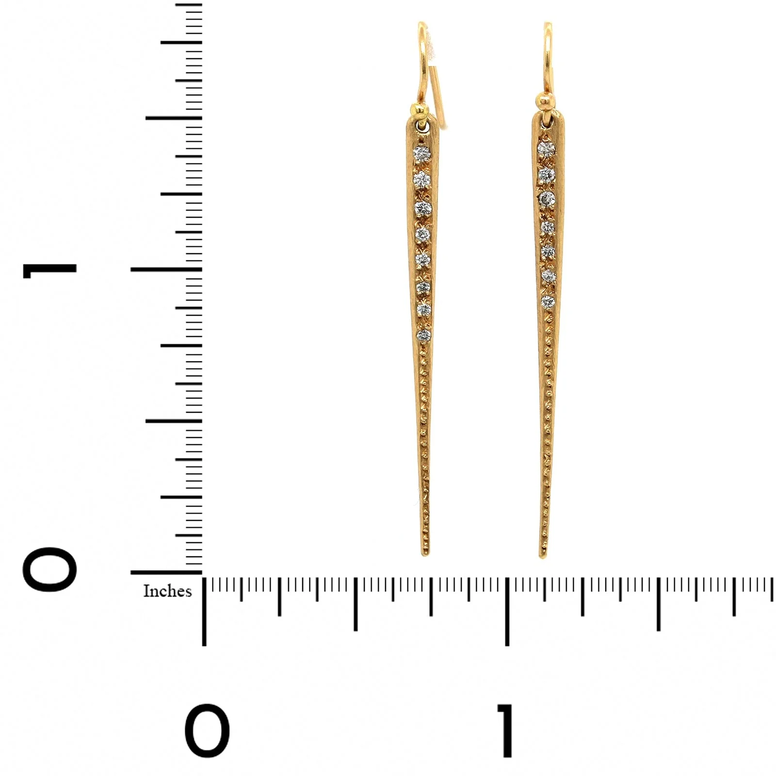 18K Yellow Gold Diamond Spike Earrings - Image 3