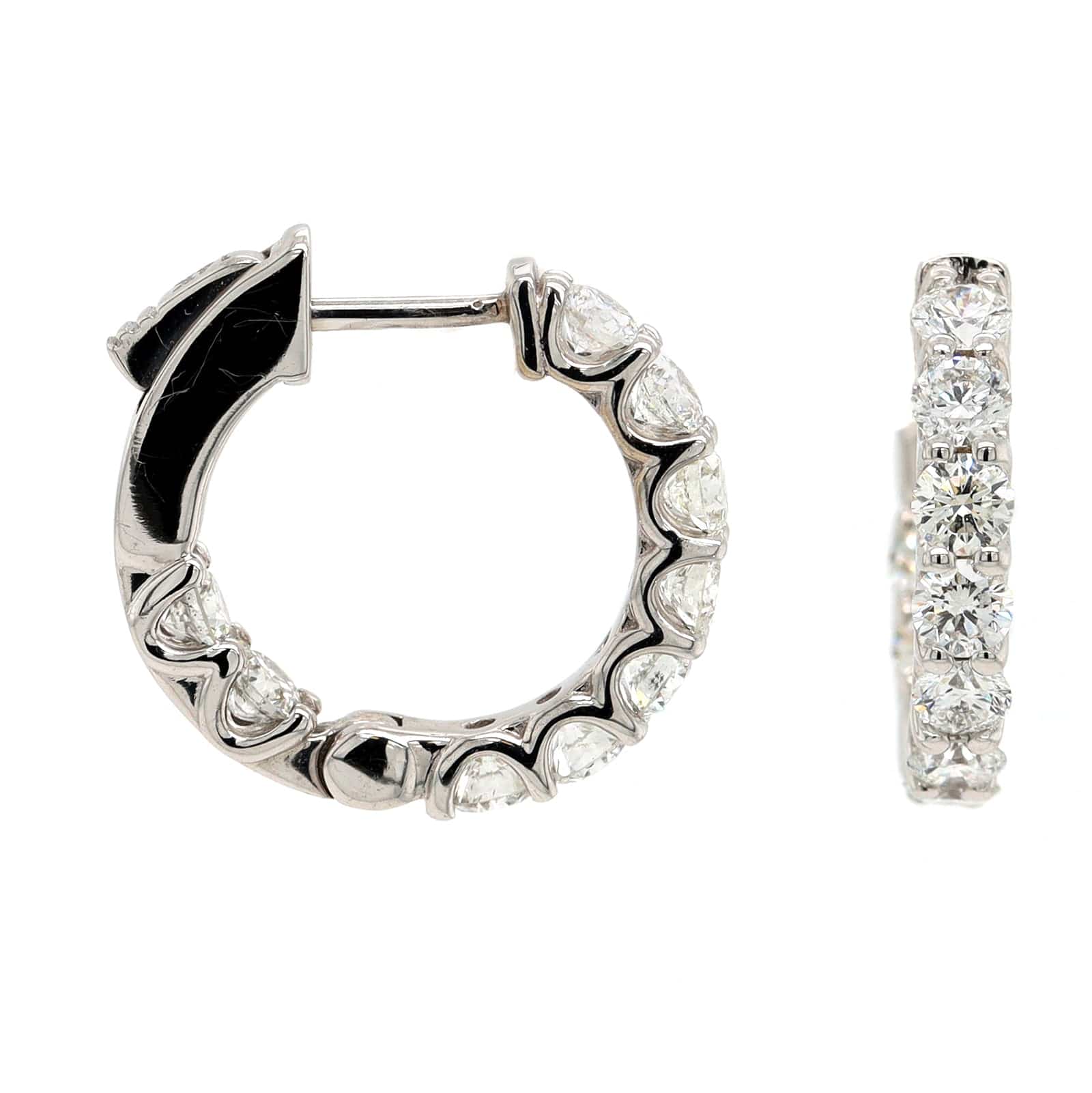 14K White Gold Inside Out Diamond Hoop Earrings