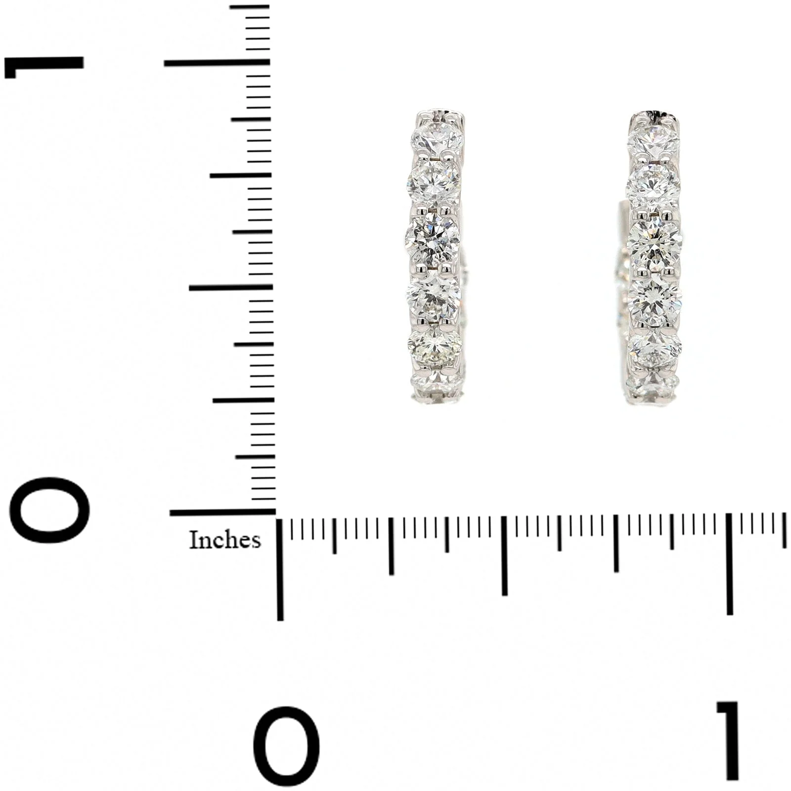 14K White Gold Inside Out Diamond Hoop Earrings - Image 2