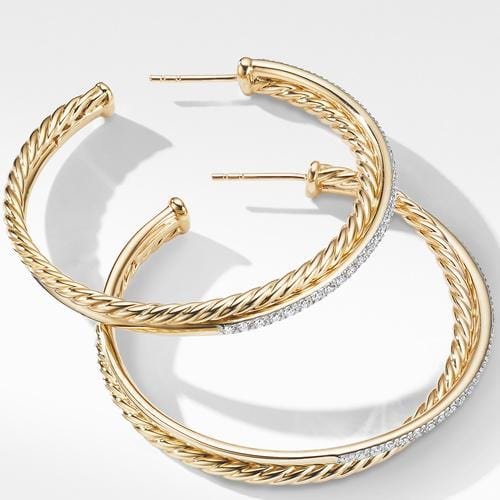 Crossover XL Hoop Earrings in 18K Yellow Gold with Diamonds - Image 2