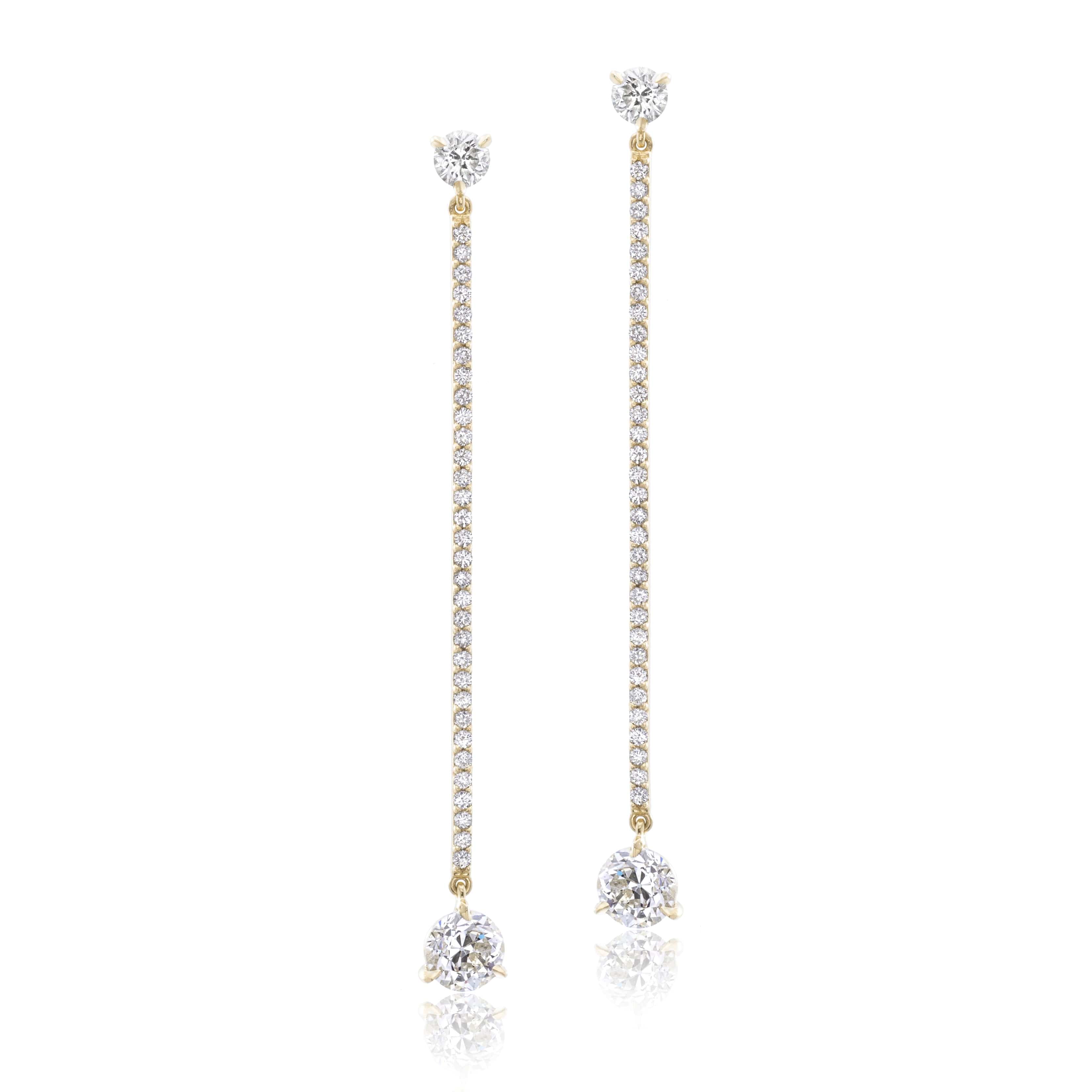 18K Yellow Gold Diamond Earrings